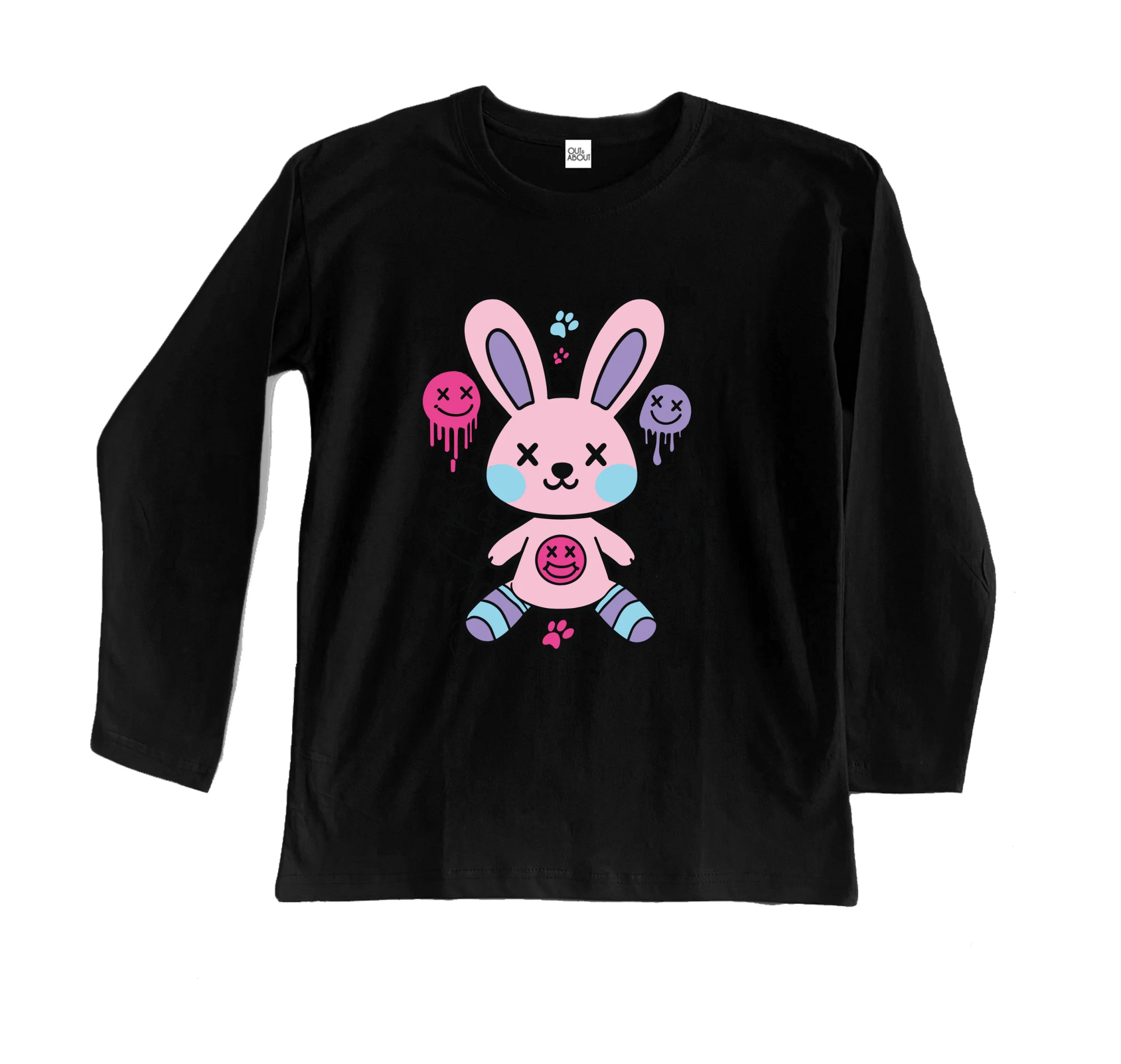 חולצה ארוכה ארנב מצויר ורדרד חולצה ארוכה ארנב מצויר ורדרד