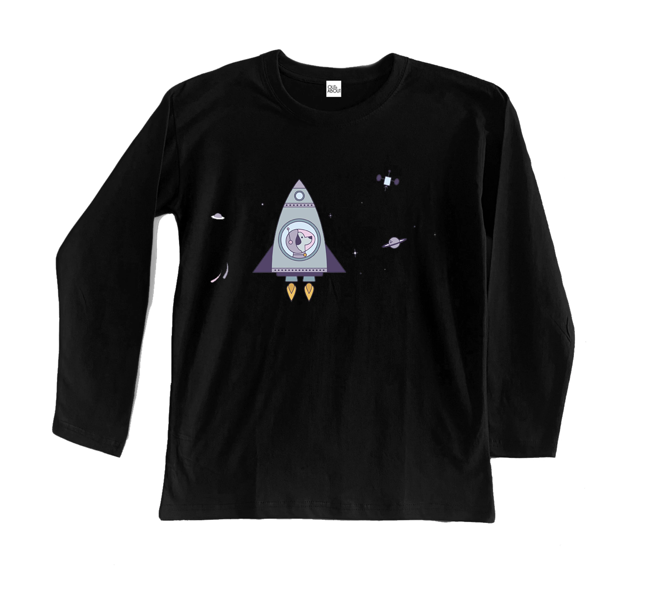 חולצה ארוכה כלב בחללית חולצה ארוכה כלב בחללית