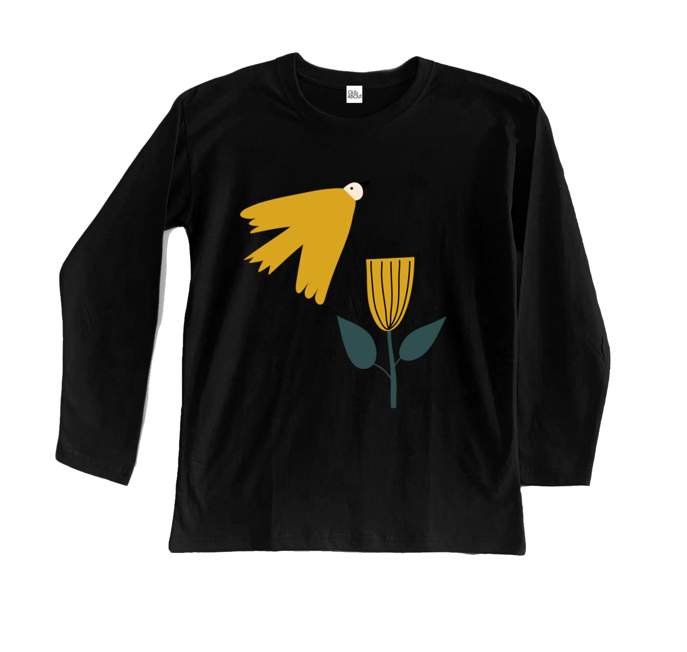 חולצה ארוכה ציפור ופרח חולצה ארוכה ציפור ופרח