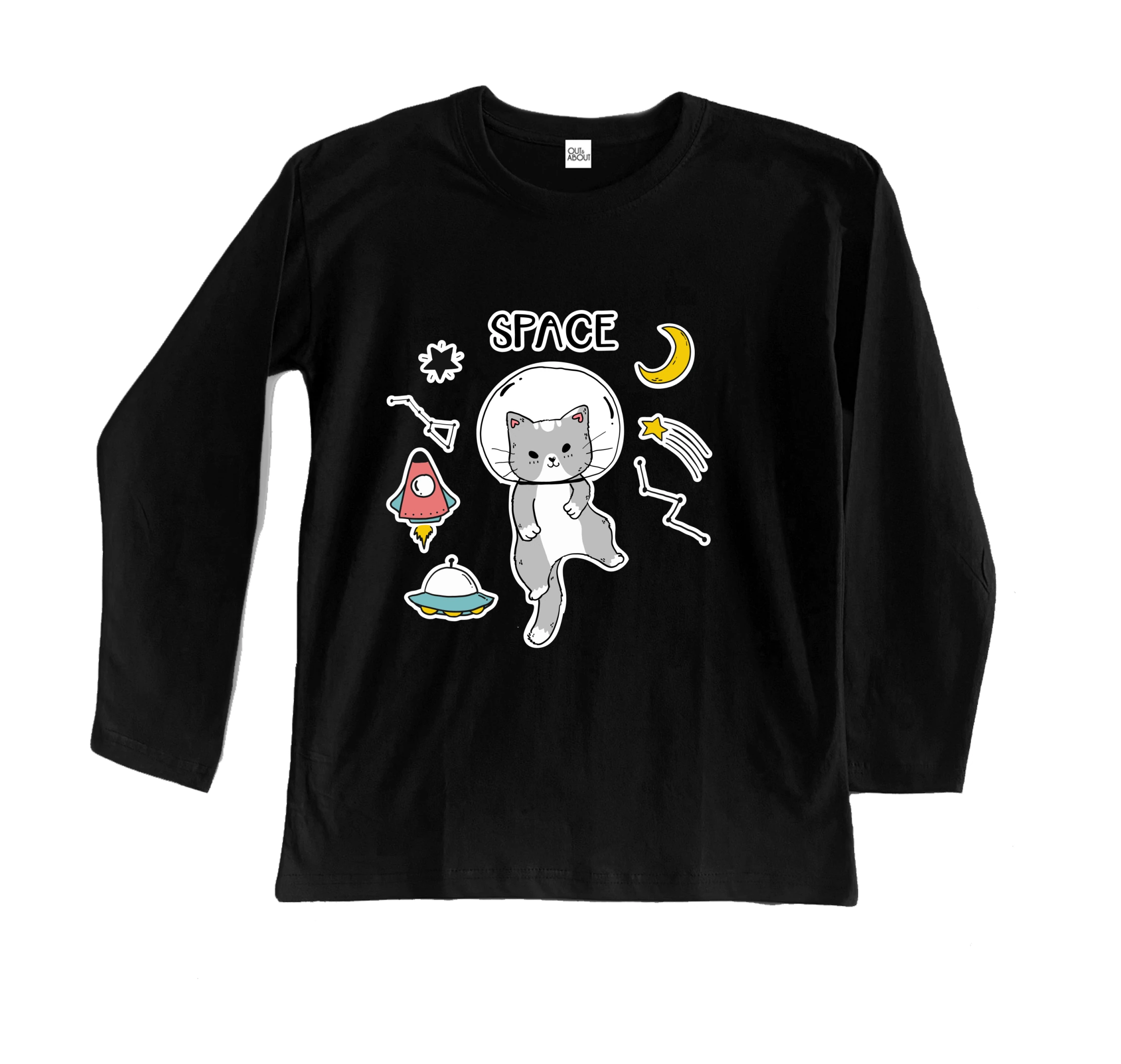 חולצה ארוכה חתול בחלל חולצה ארוכה חתול בחלל