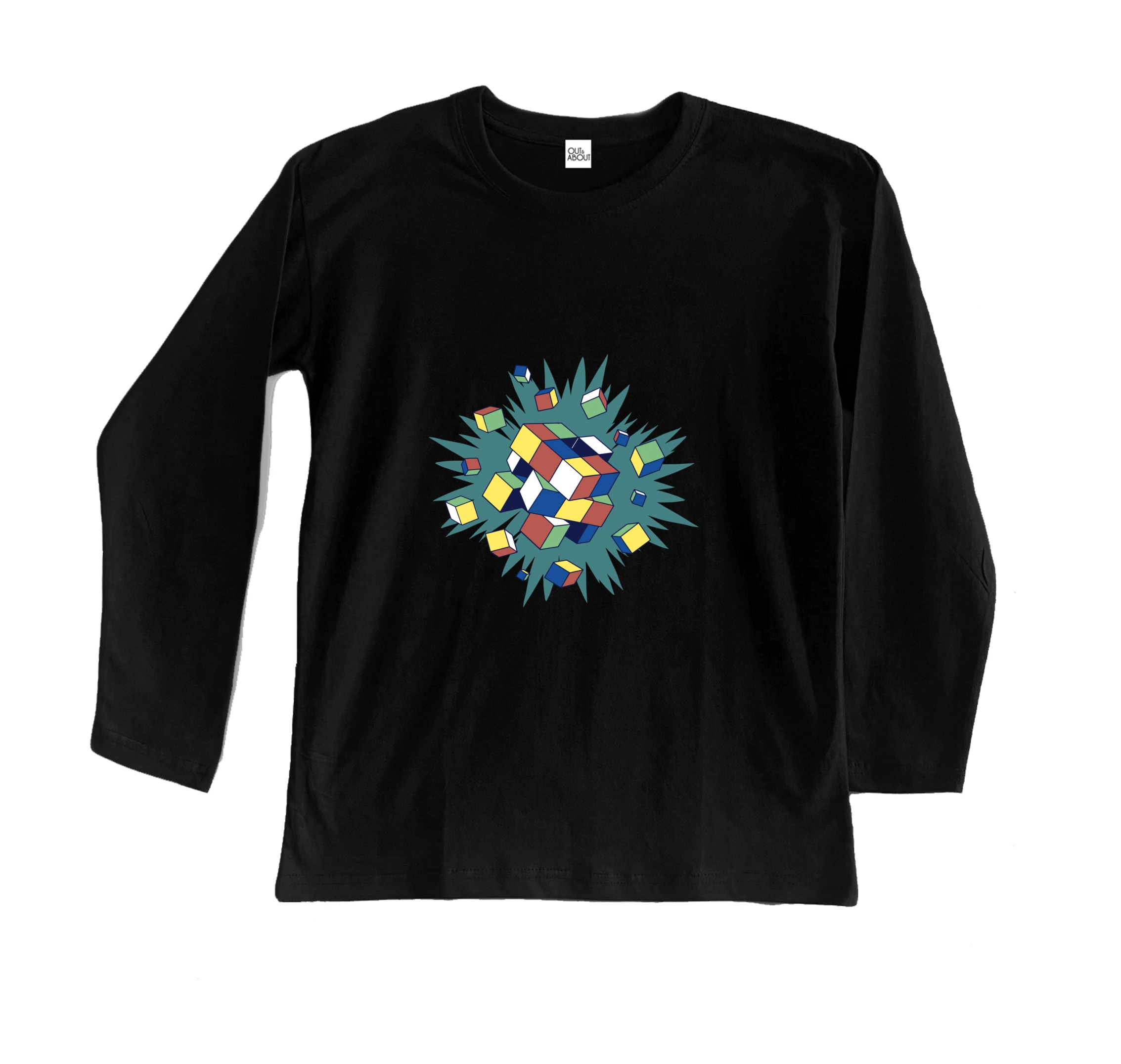 חולצה ארוכה exploding rubik cube חולצה ארוכה exploding rubik cube