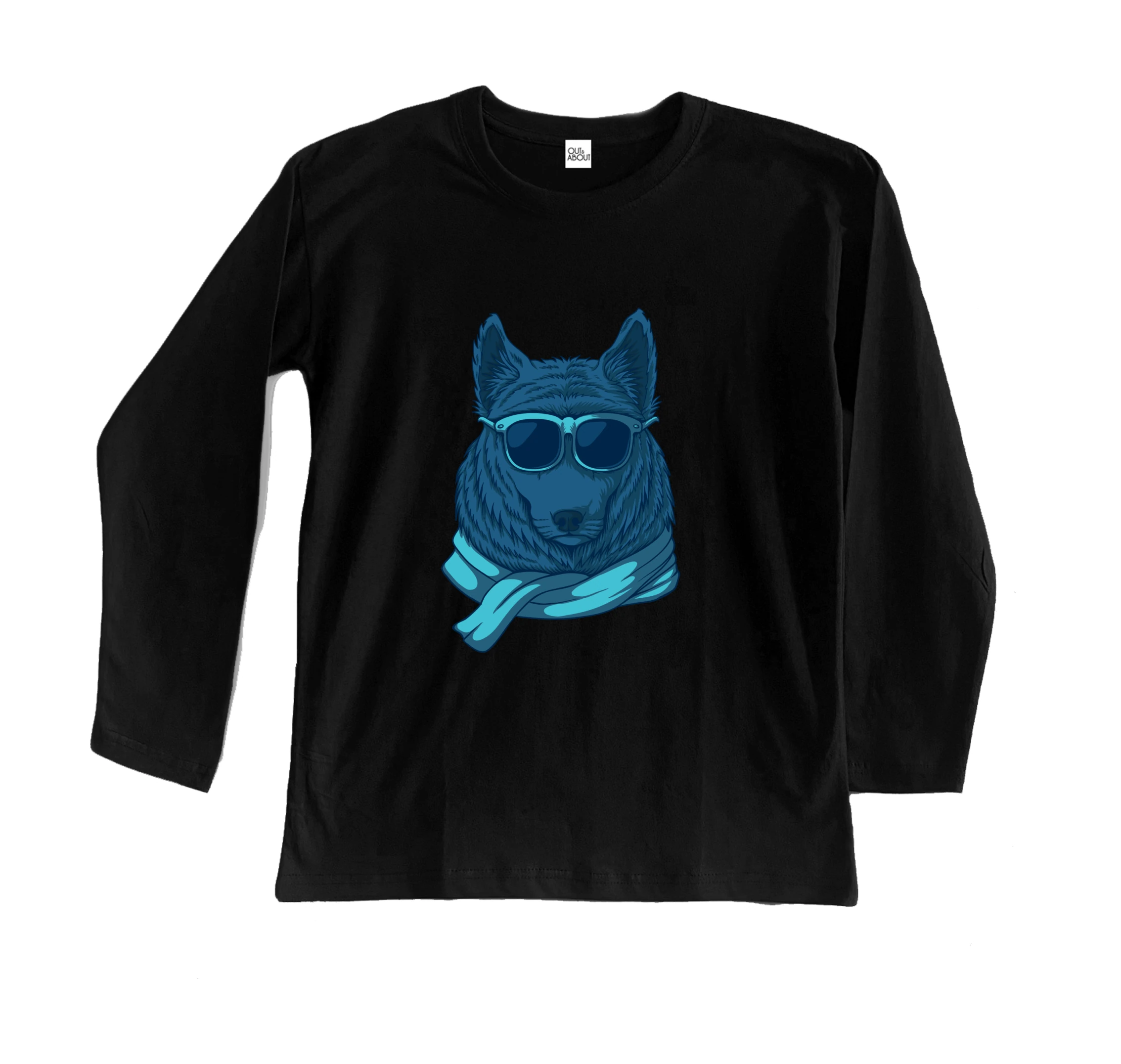 חולצה ארוכה זאב עם משקפי שמש חולצה ארוכה זאב עם משקפי שמש