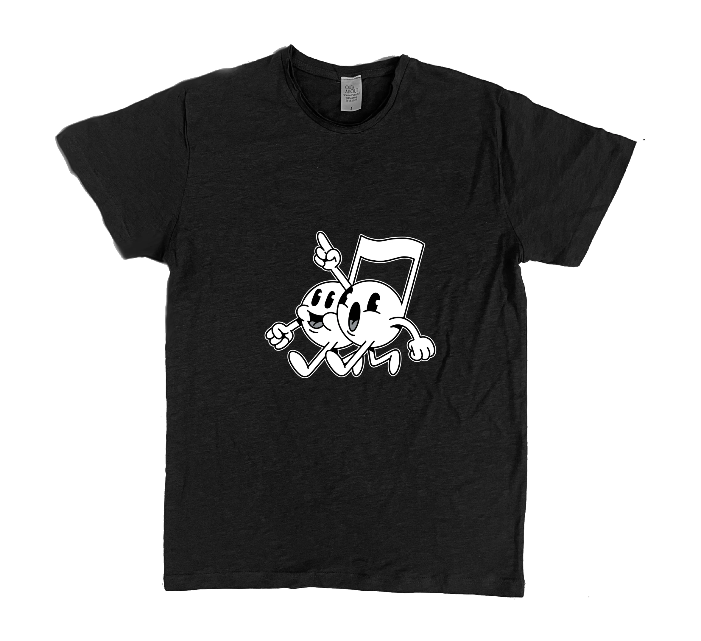 פרמיום טי תווים רטרו - שחור, M