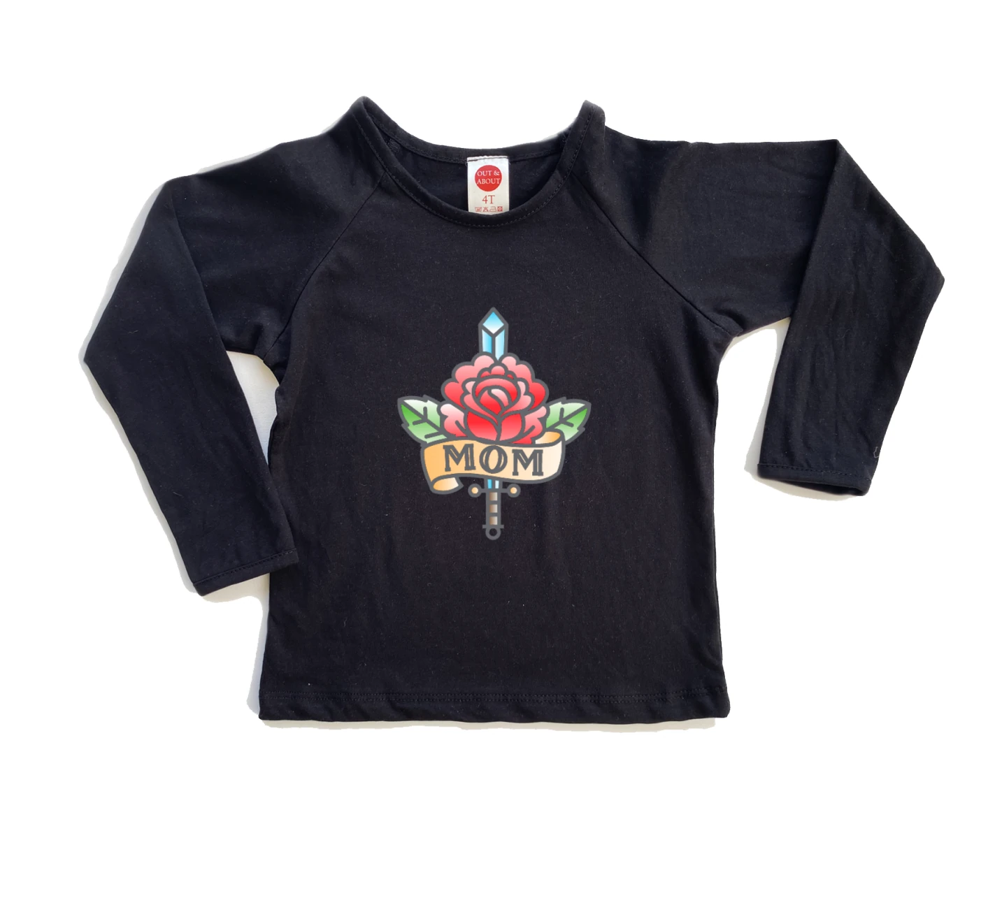 חולצת ילדים קעקוע אמא לב וורד