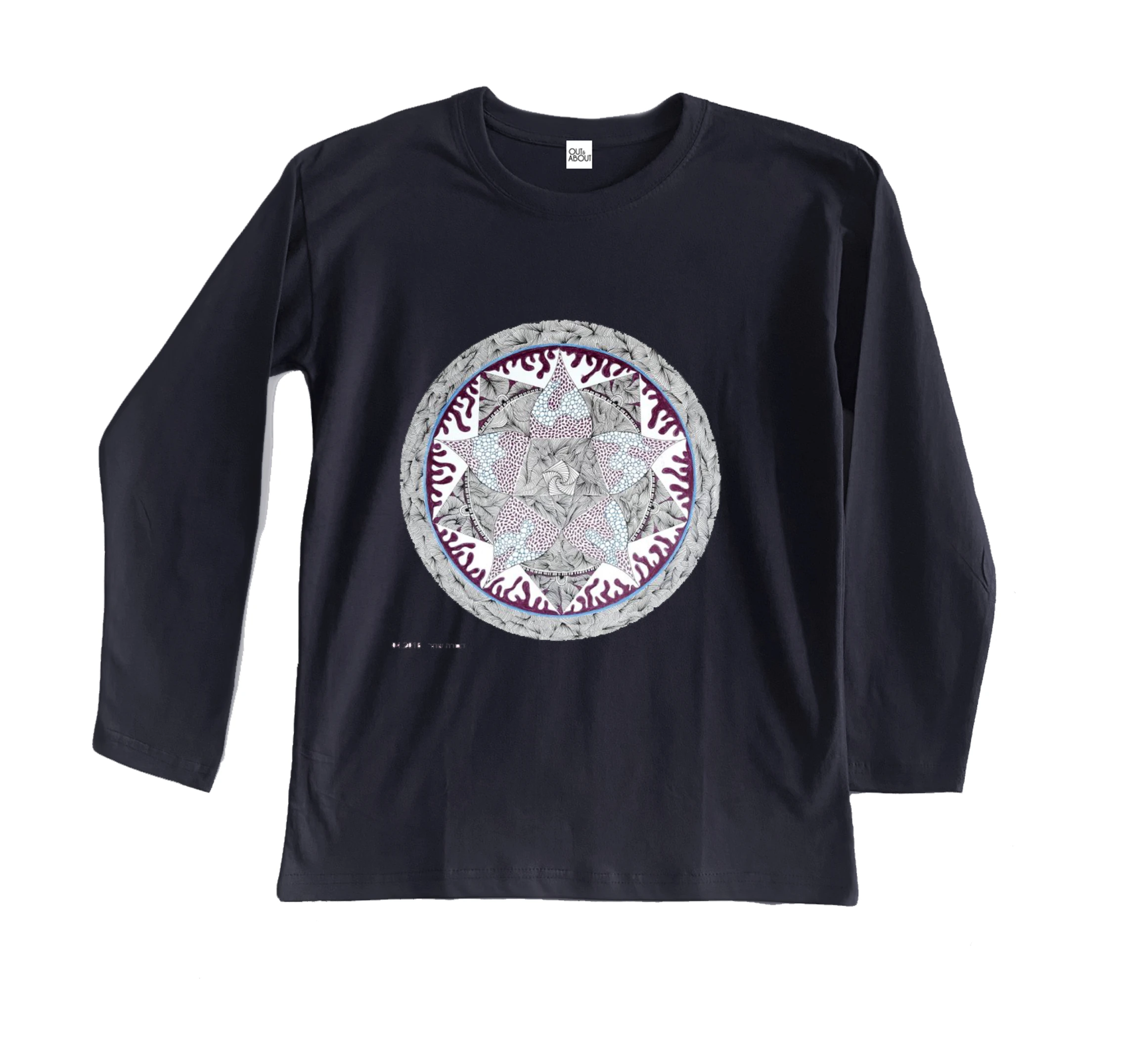 חולצה ארוכה מנדלה מסגרת עגולה חולצה ארוכה מנדלה מסגרת עגולה