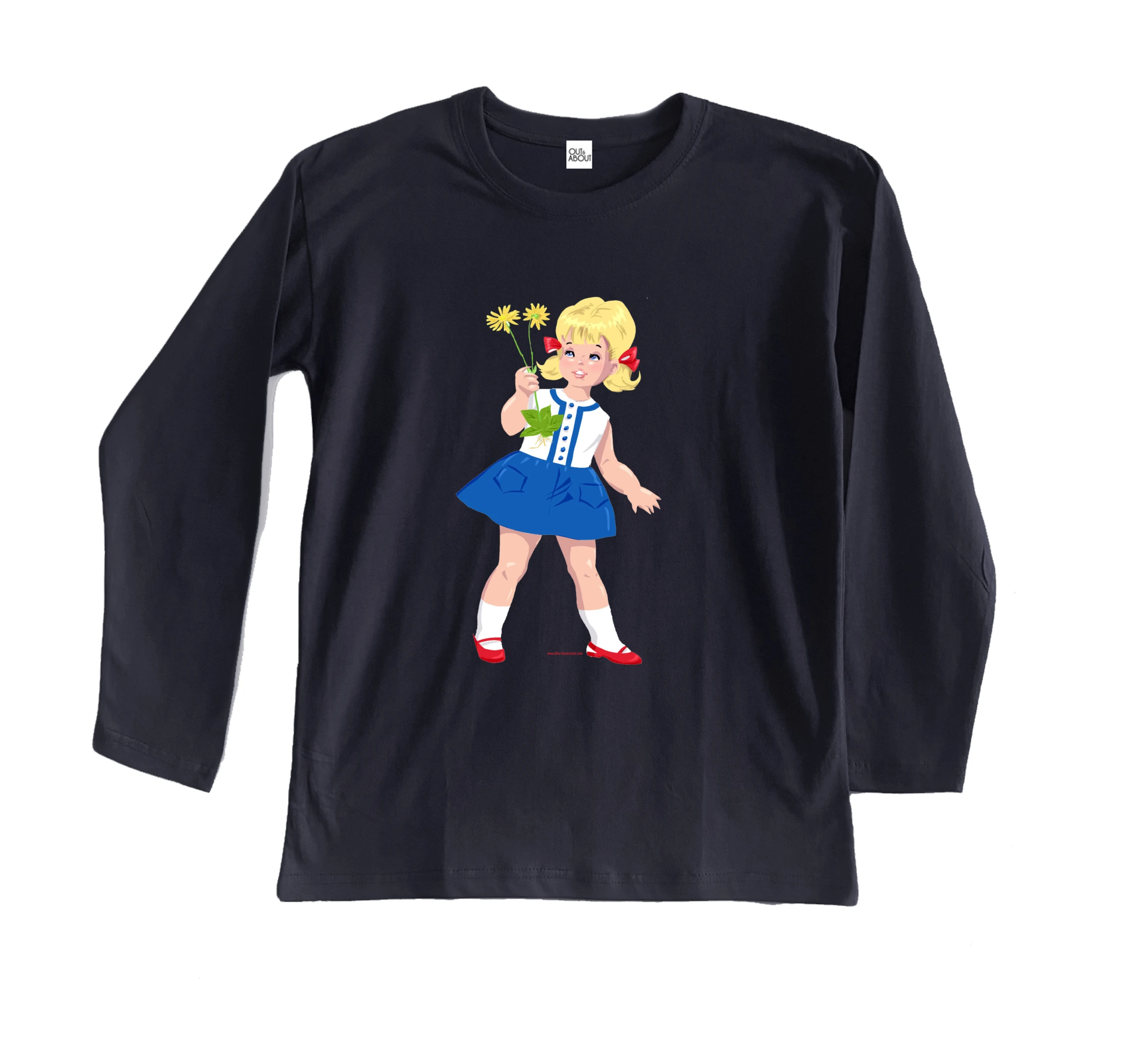 חולצה ארוכה ילדה וסביון רטרו חולצה ארוכה ילדה וסביון רטרו