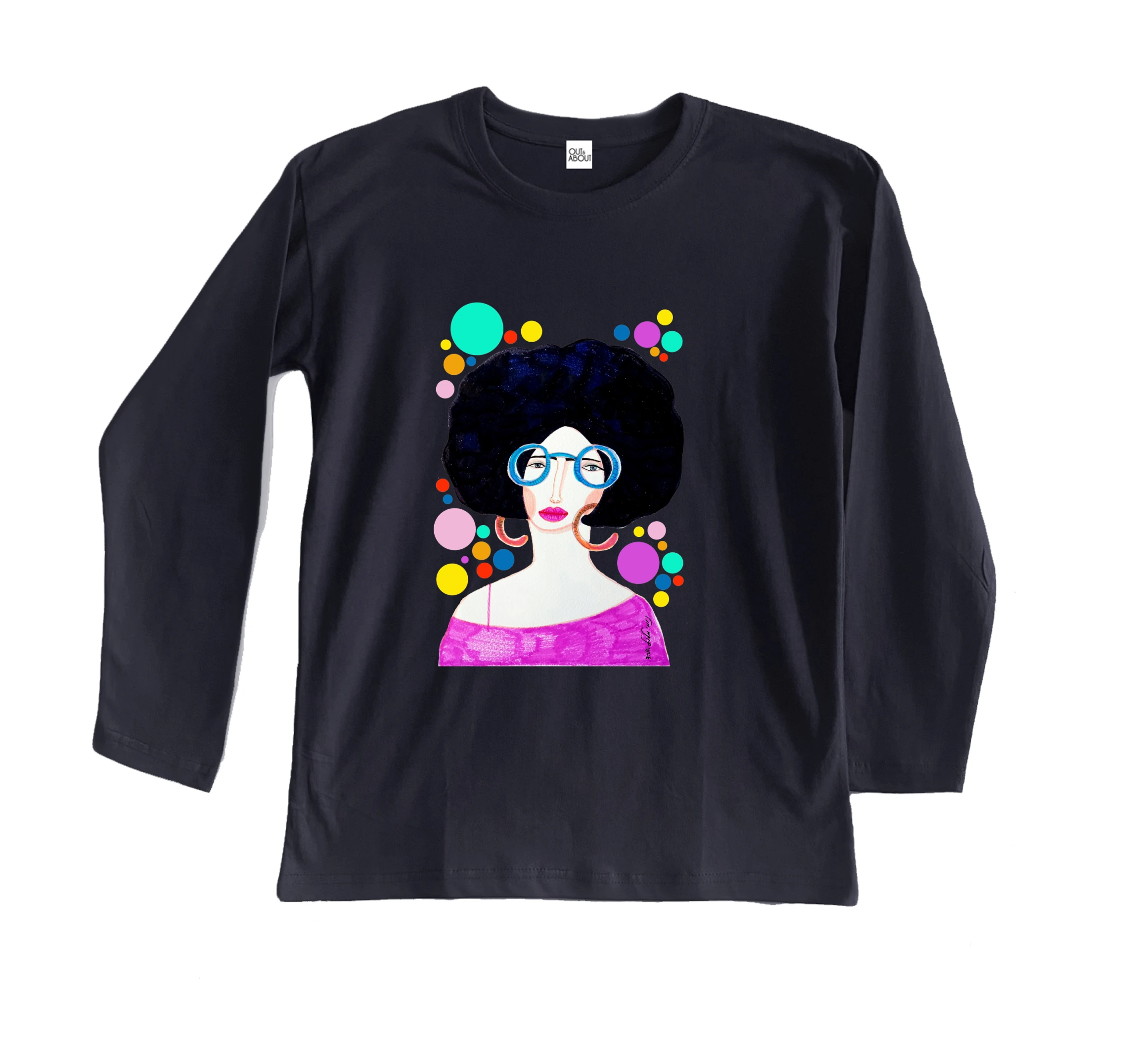 חולצה ארוכה אישה עם משקפיים חולצה ארוכה אישה עם משקפיים