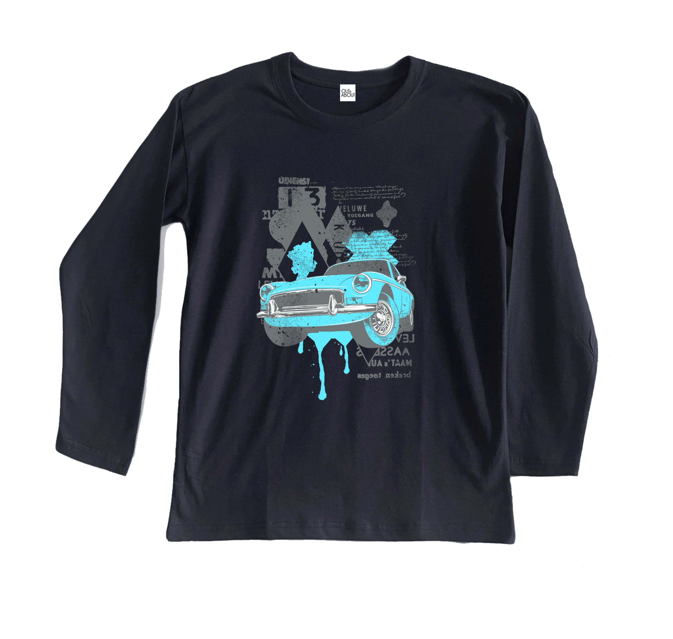 חולצה ארוכה מכונית רטרו כחולה חולצה ארוכה מכונית רטרו כחולה