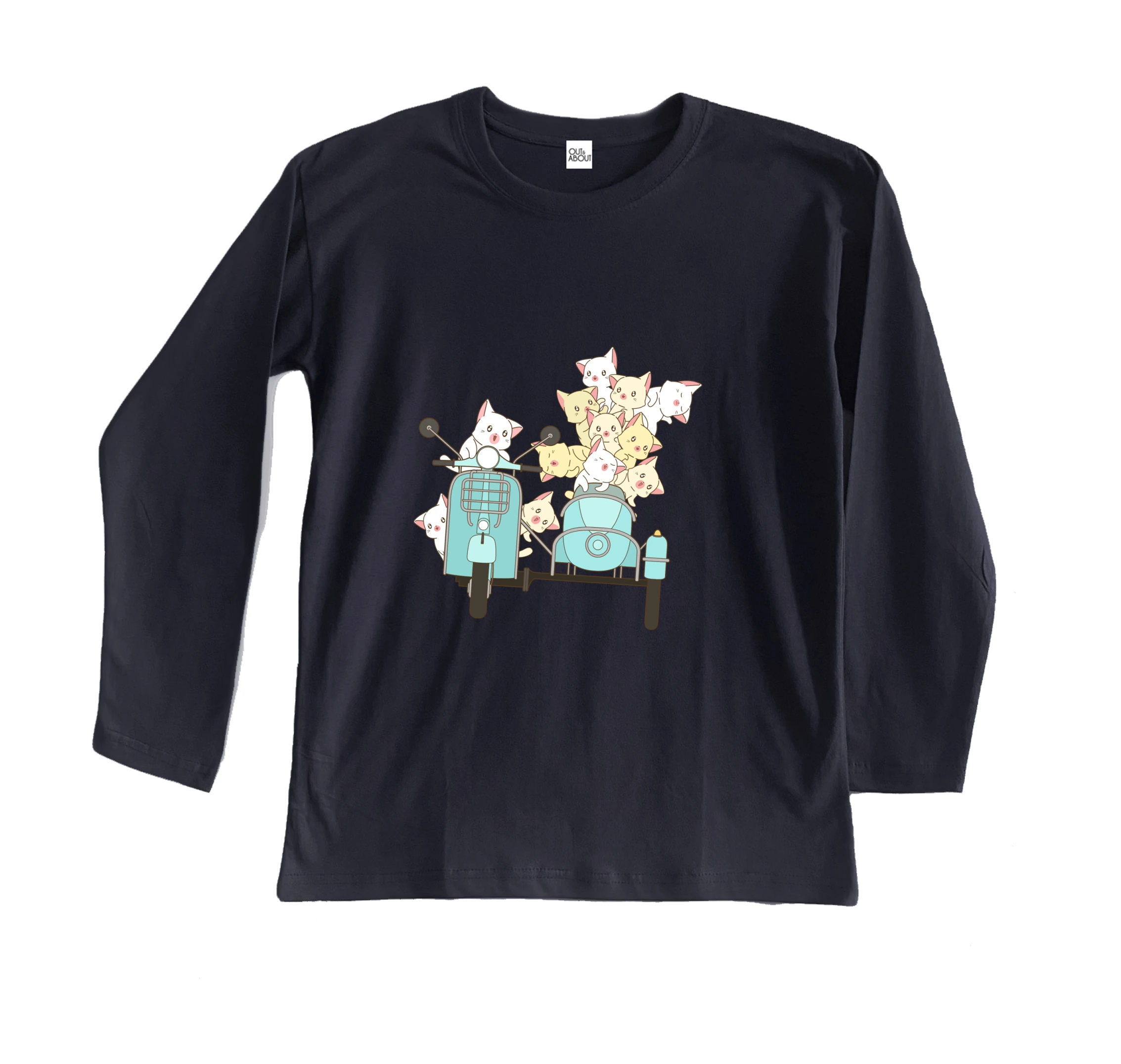 חולצה ארוכה חתולים על אופנוע חולצה ארוכה חתולים על אופנוע