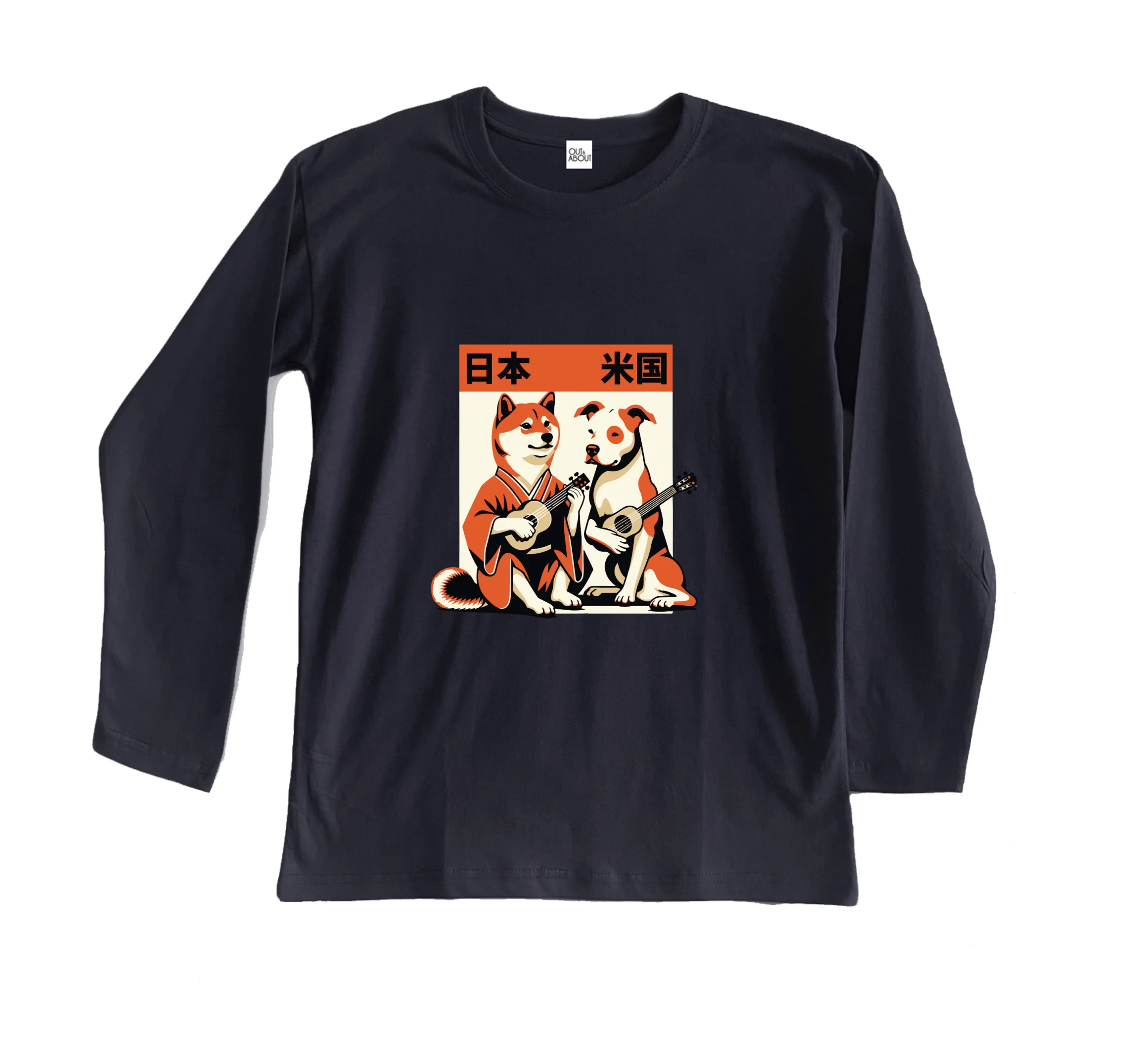 חולצה ארוכה כלבים מוזיקאלים יפנים חולצה ארוכה כלבים מוזיקאלים יפנים