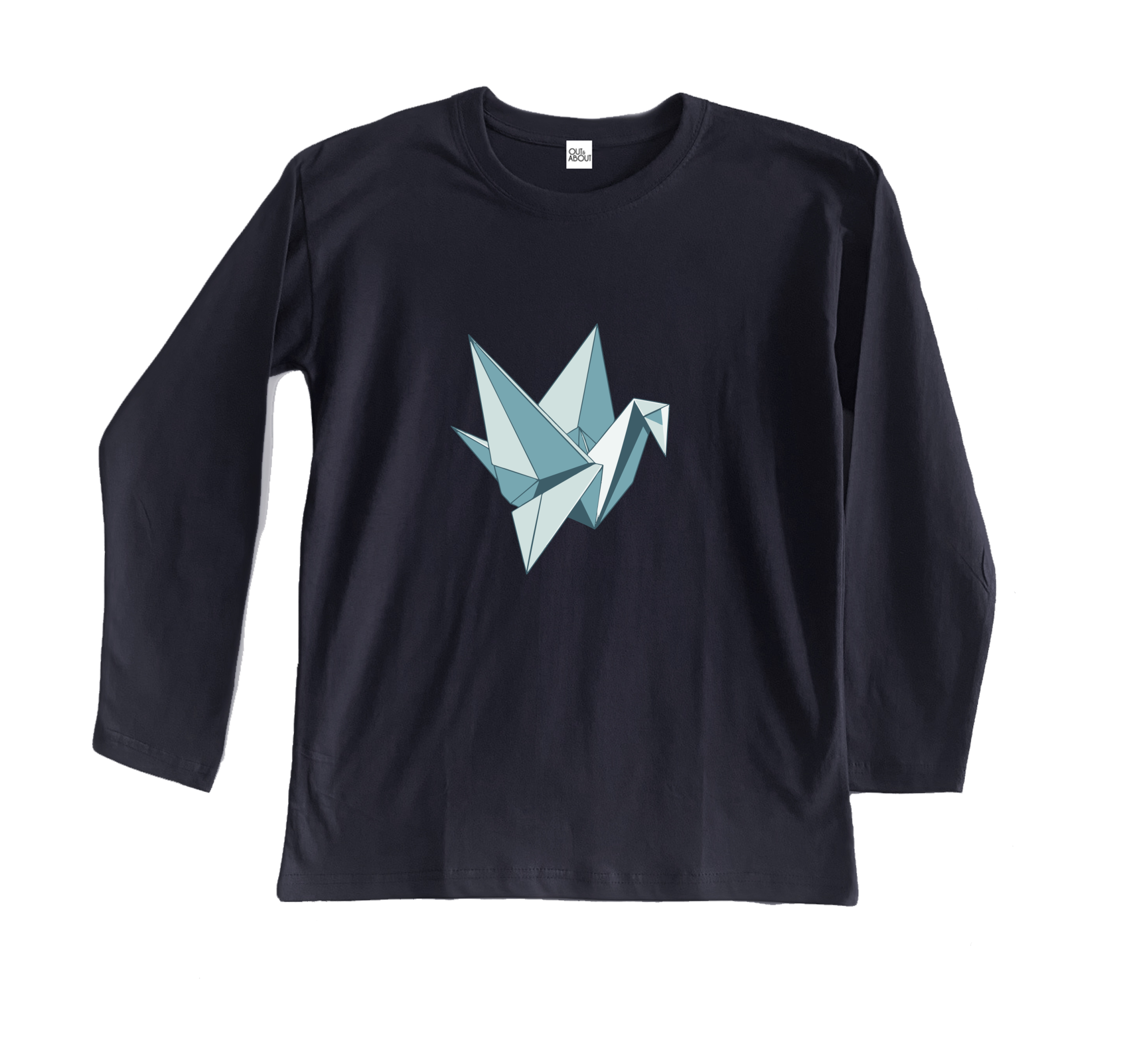 חולצה ארוכה ציפור אוריגמי חולצה ארוכה ציפור אוריגמי