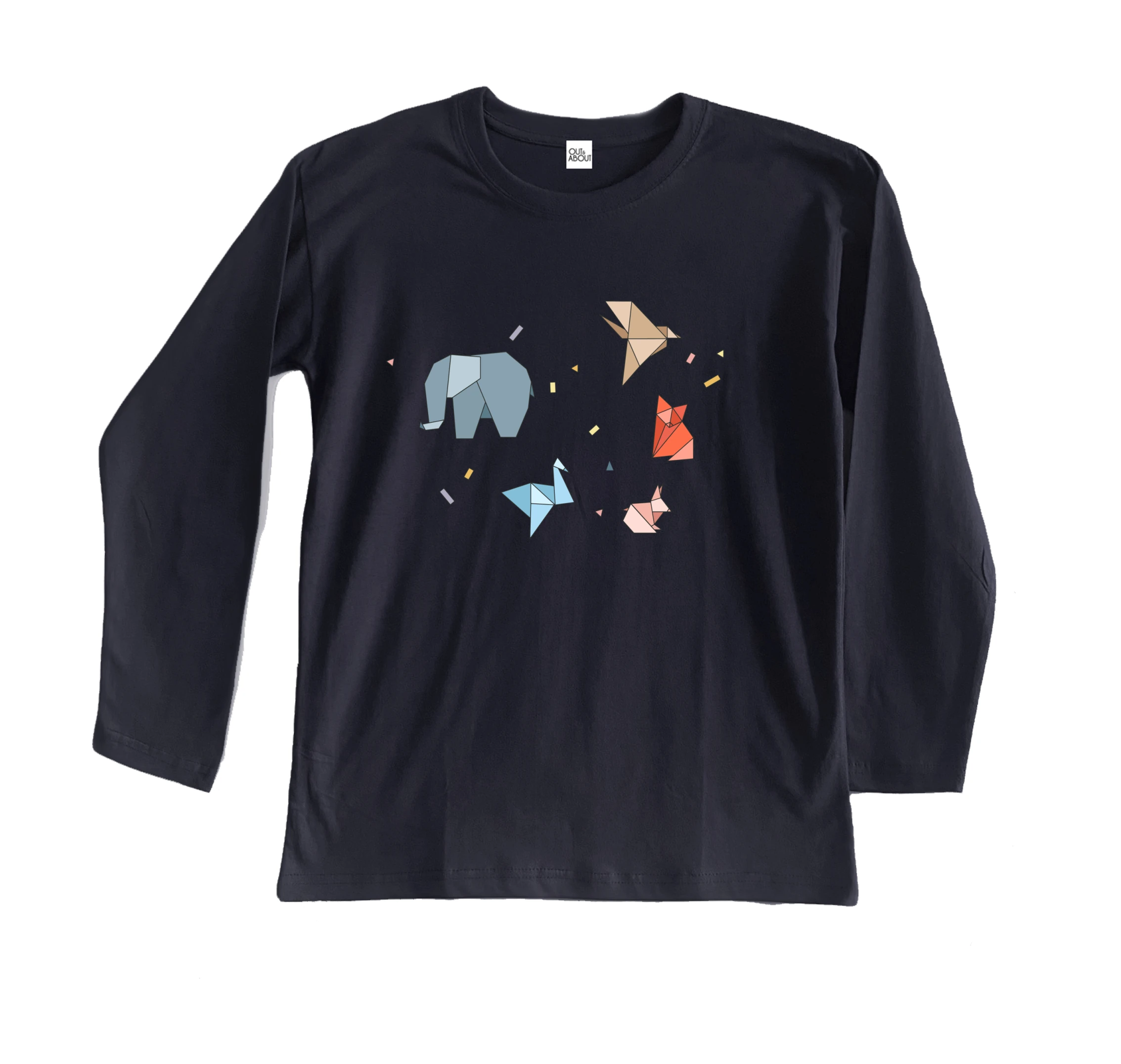 חולצה ארוכה אוריגמי חיות חולצה ארוכה אוריגמי חיות