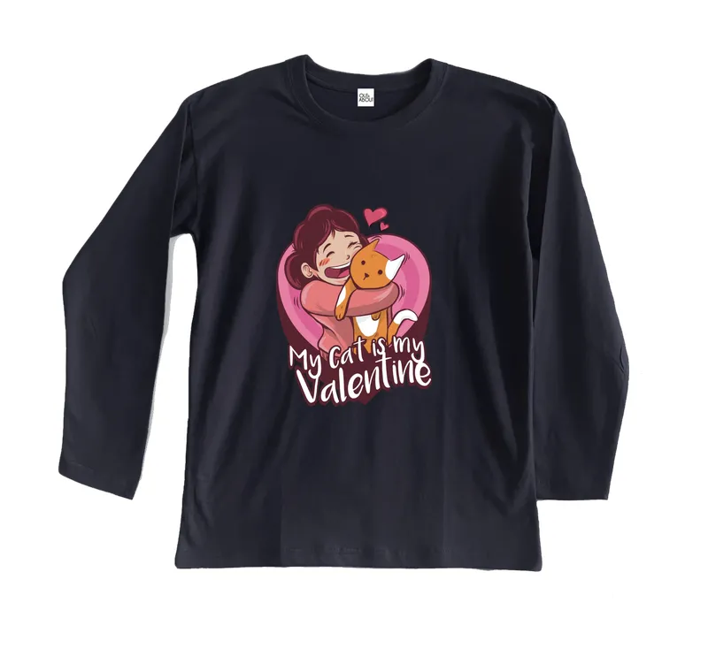 חולצה ארוכה חתול יום האהבה חולצה ארוכה חתול יום האהבה