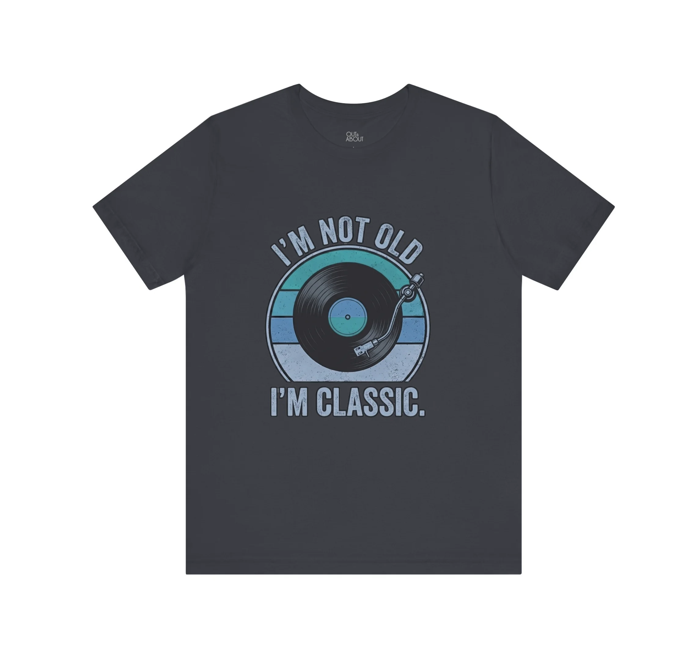 בייסיק טי not old classic vinyl - אפור כהה, 2XL