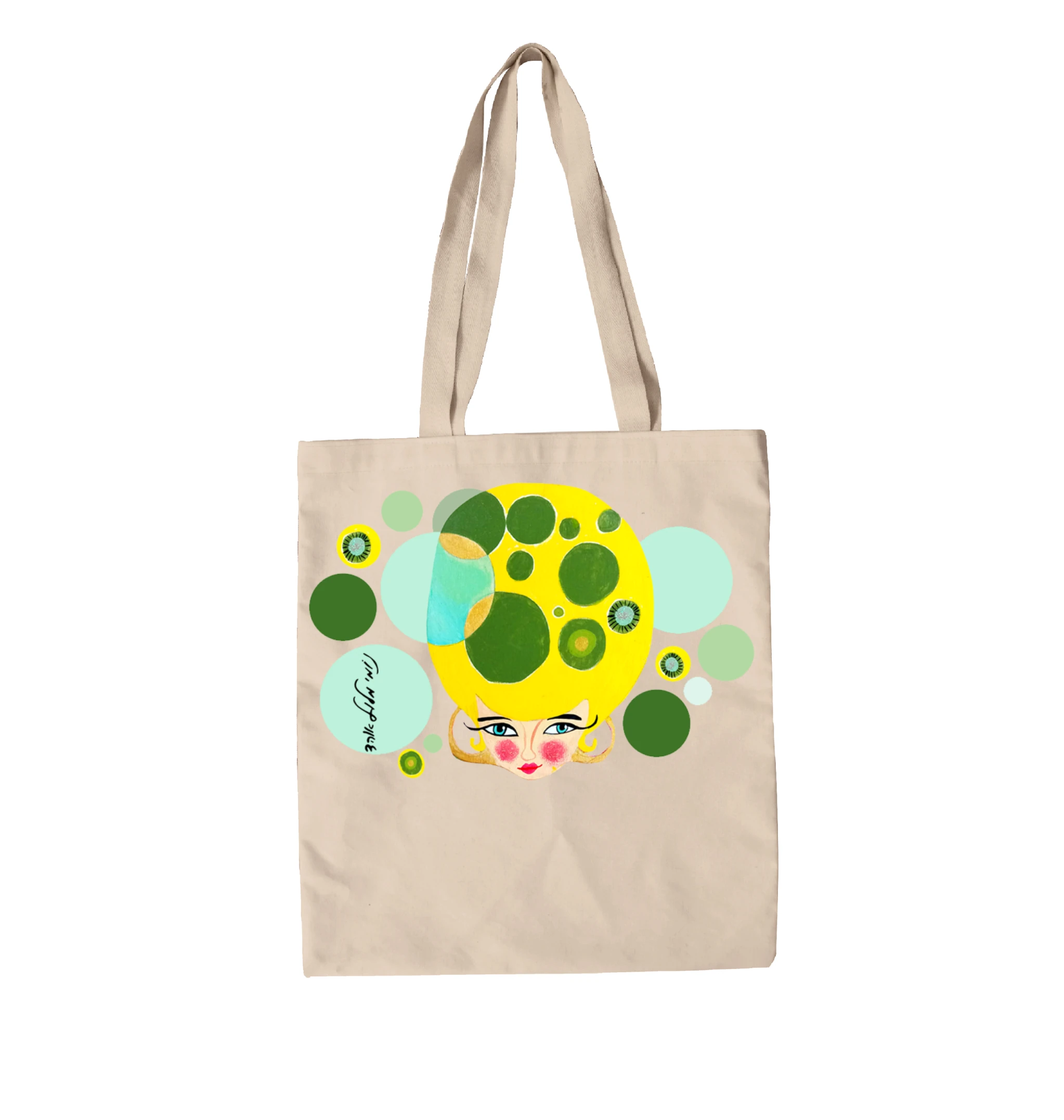 תיק בד אישה בועות צהובות