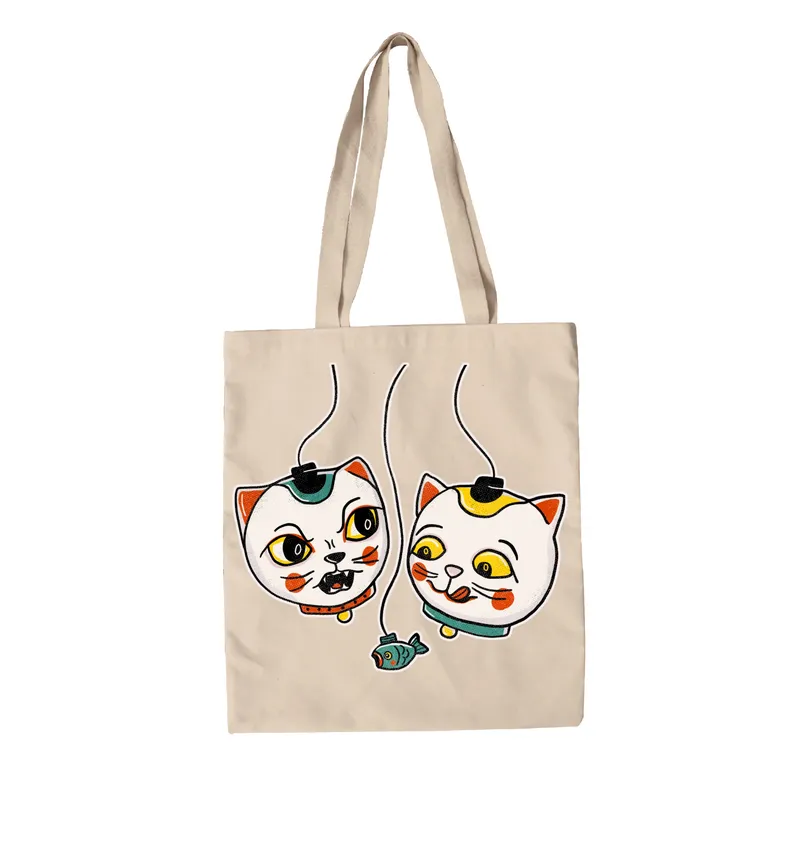 dangle cats canvas bag