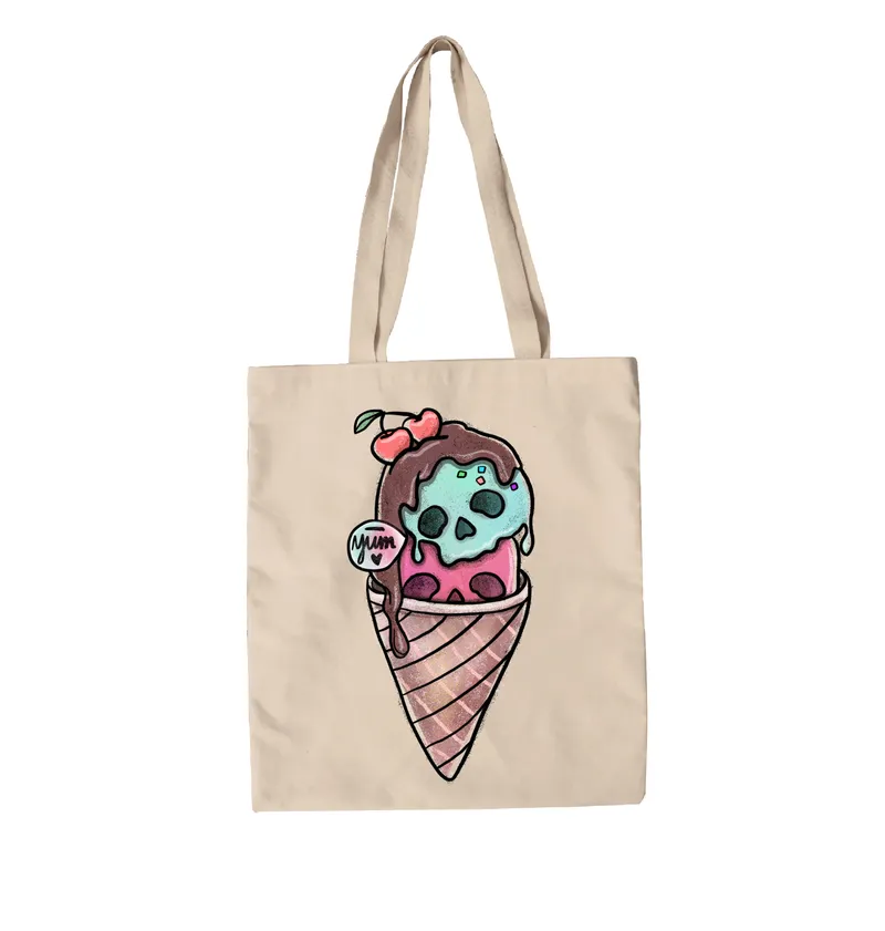 תיק בד ice cream skull