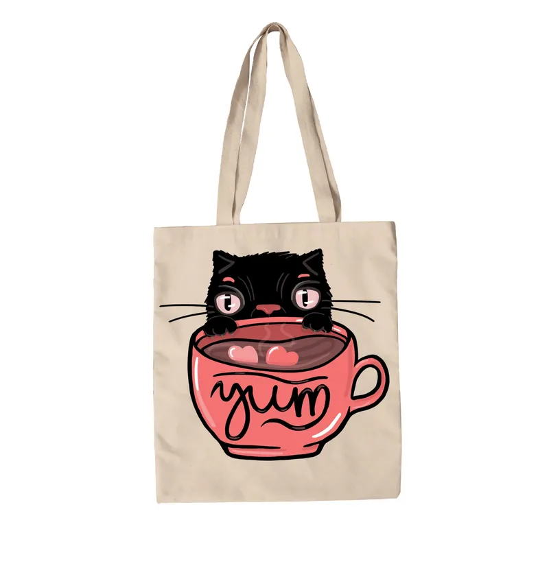 Coffee cat canvas bag