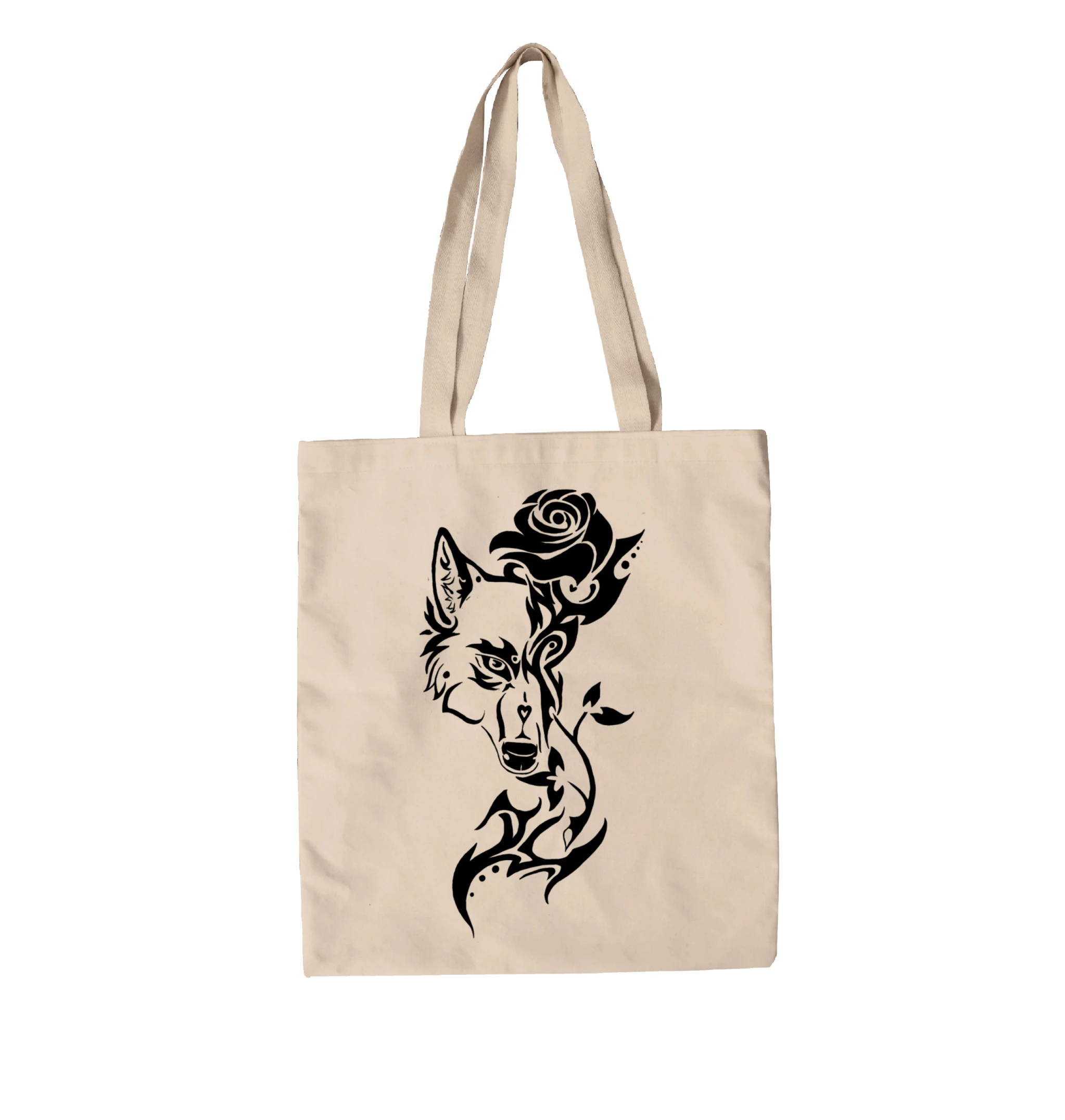 תיק בד קעקוע ורד וזאב