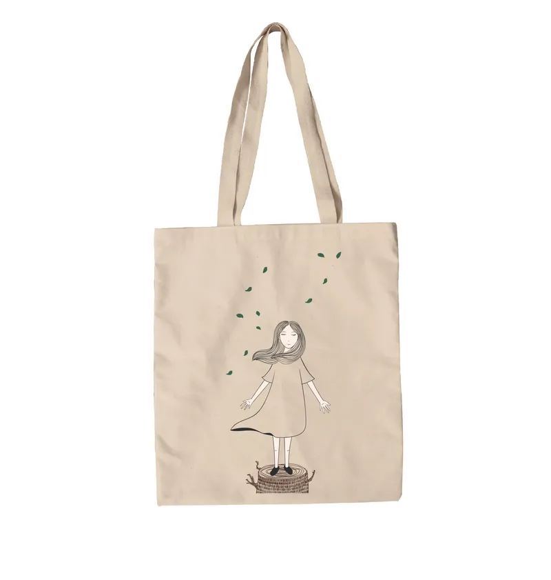 Girl and tree canvas bag