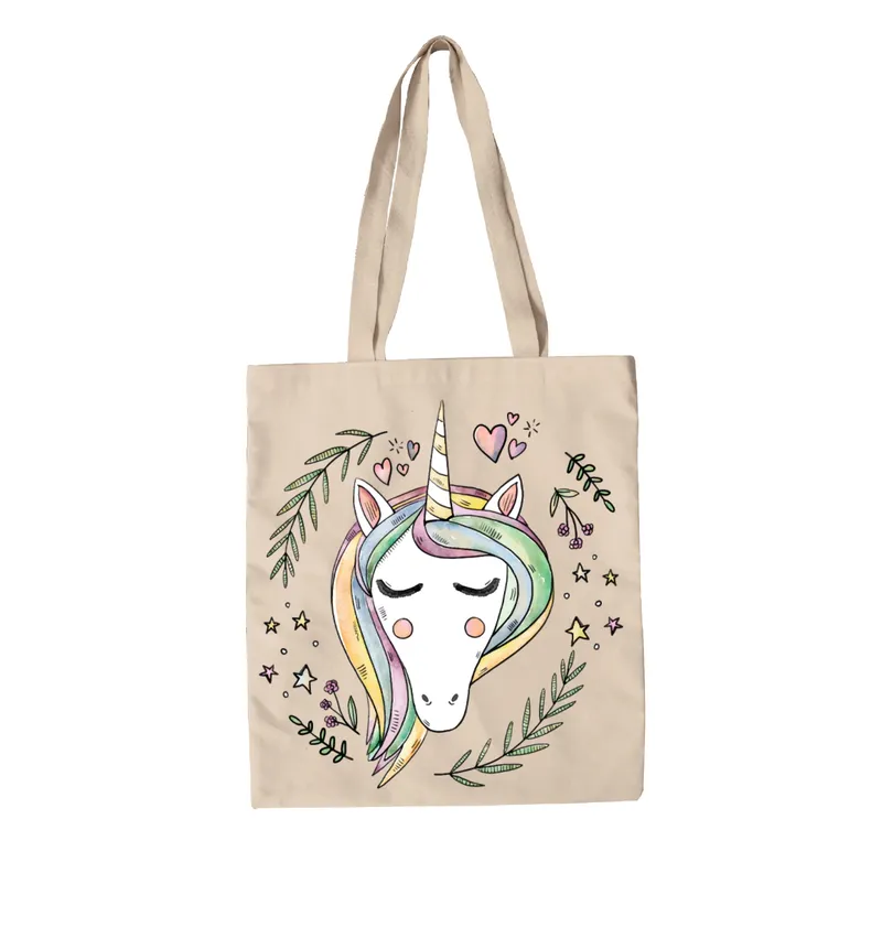 Leafy unicorn canvas bag