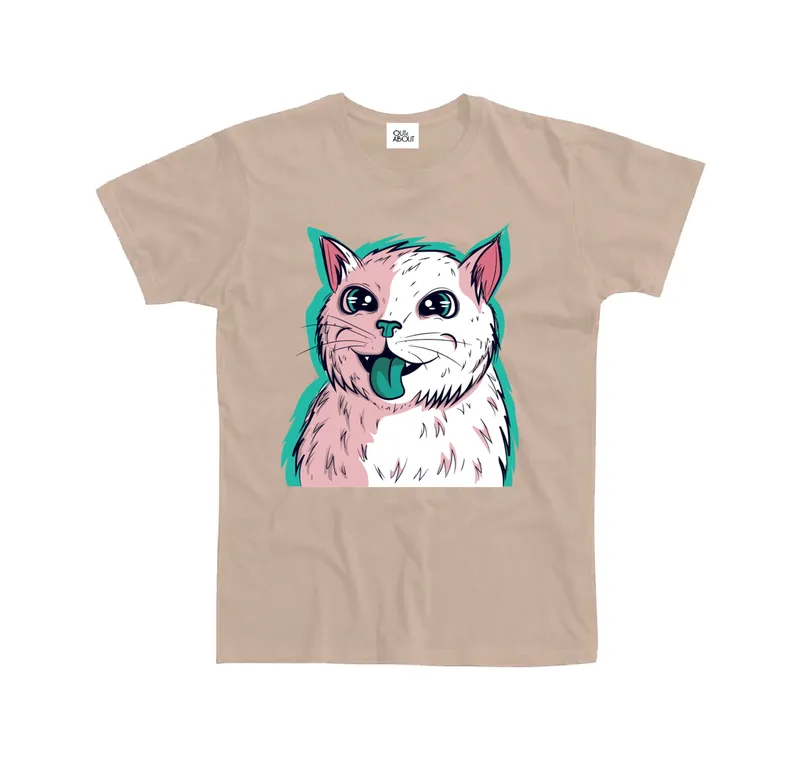 Basic T-shirt Cat sticking out tongue