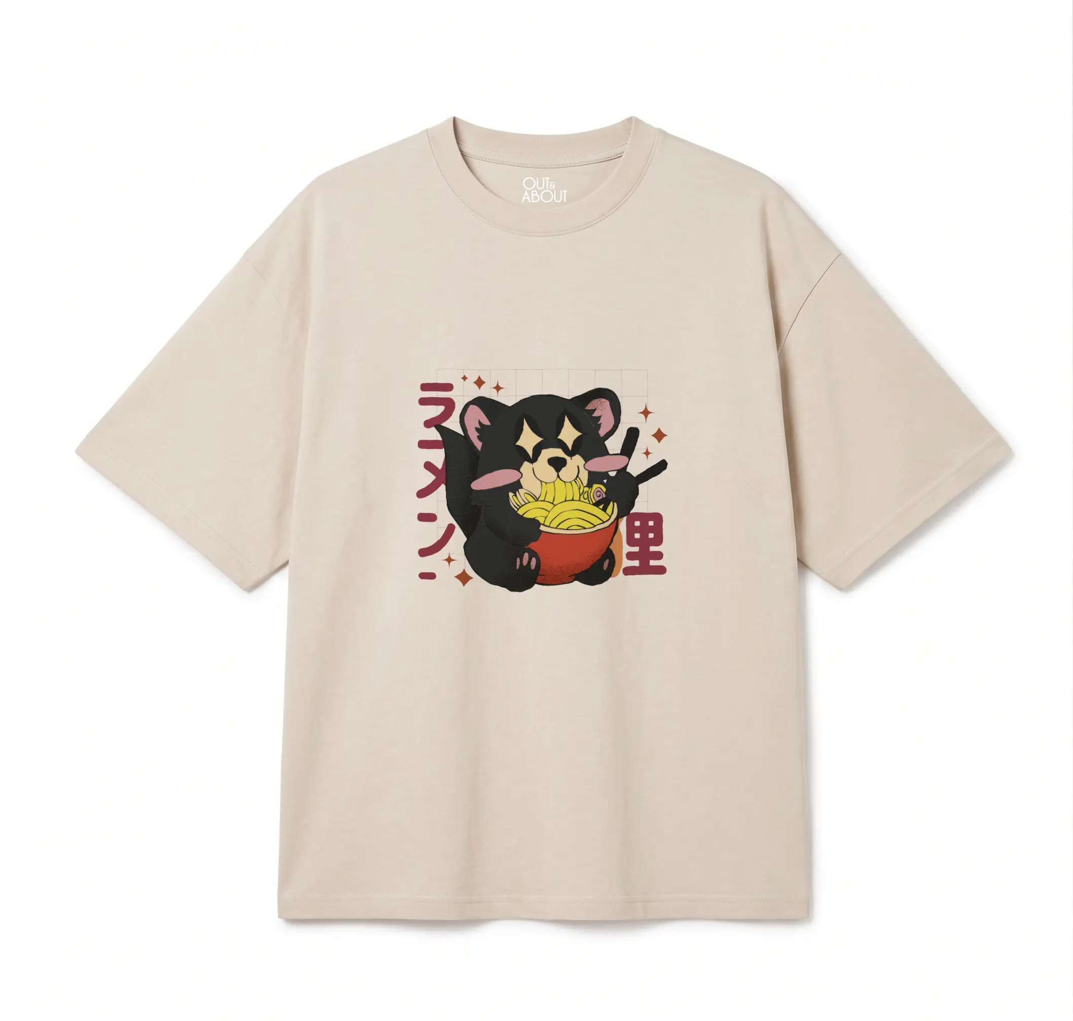 חולצת אוברסייז Kawaii Raccoon Ramen חולצת אוברסייז Kawaii Raccoon Ramen