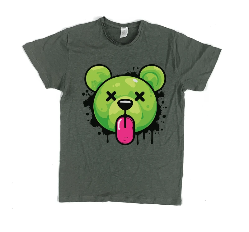 פרמיום טי דובי ירוק בעיצוב גרפי