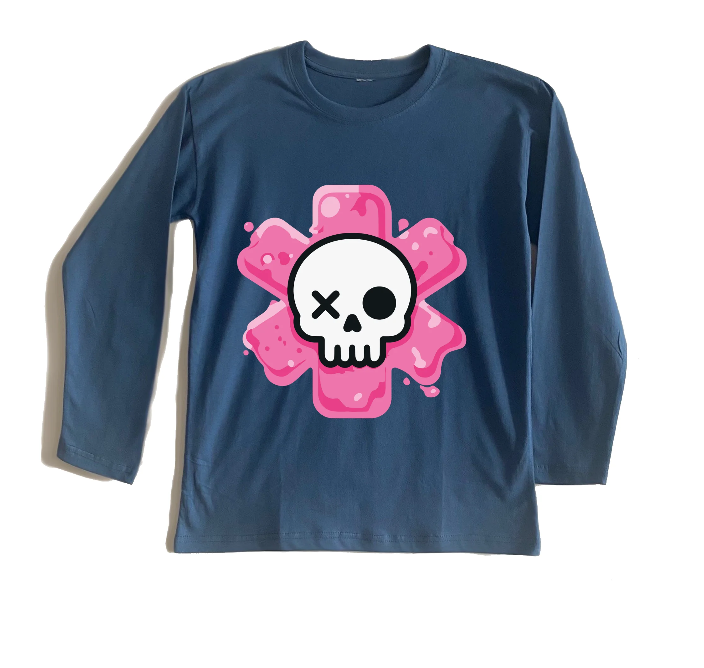 חולצה ארוכה גולגולת ורודה חולצה ארוכה גולגולת ורודה