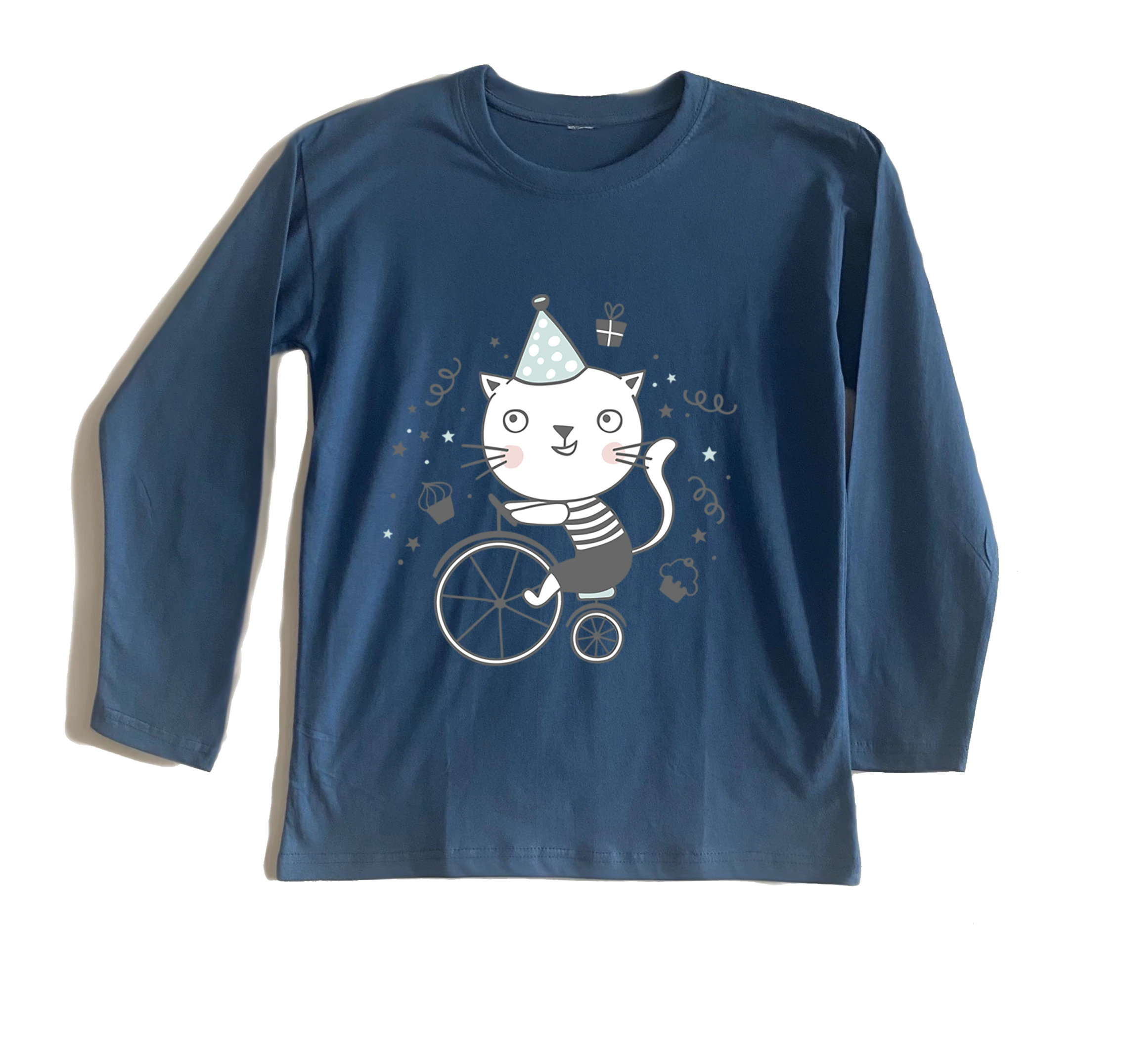 חולצה ארוכה חתול יום הולדת חולצה ארוכה חתול יום הולדת
