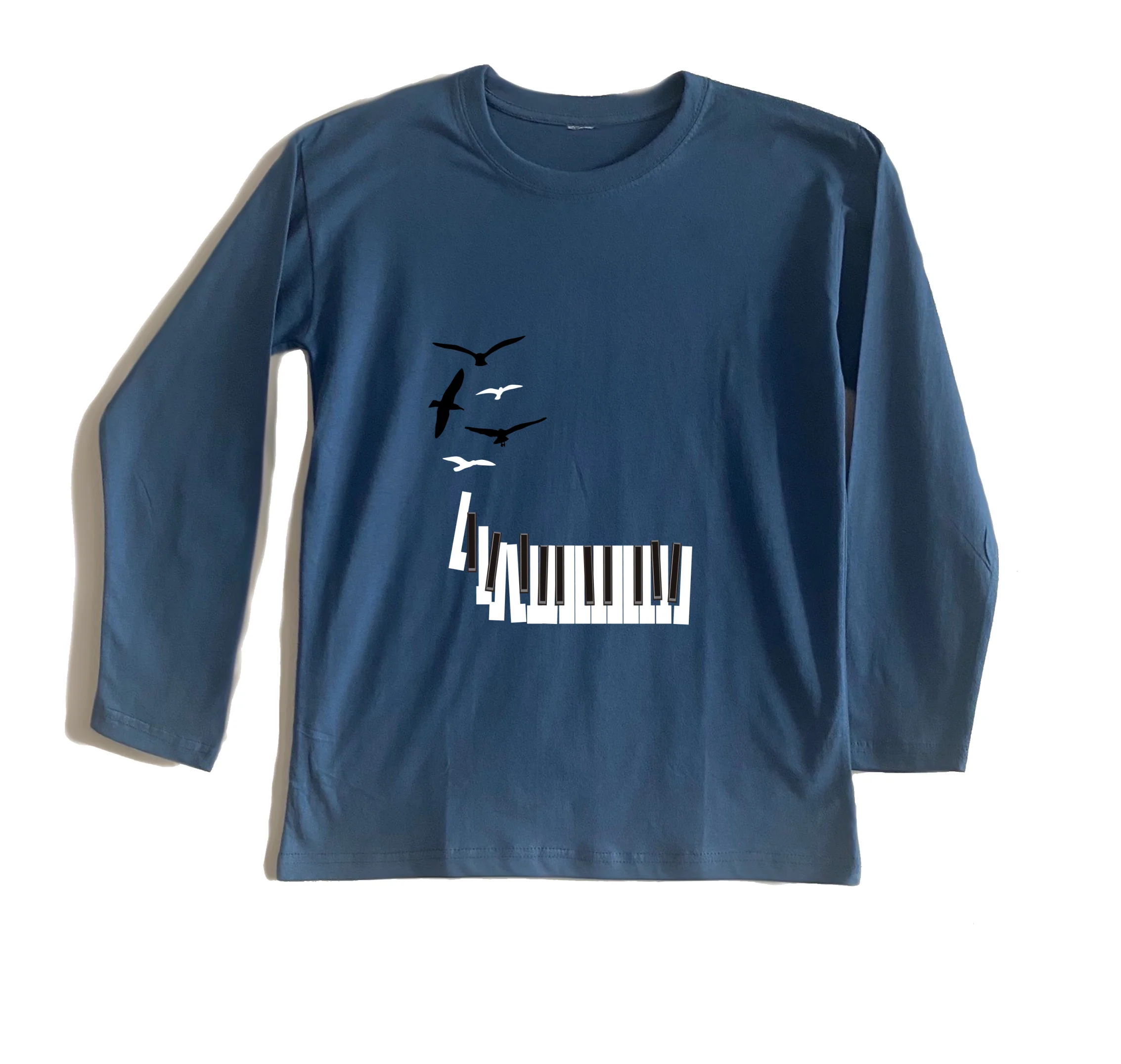 חולצה ארוכה קלידים וציפורים חולצה ארוכה קלידים וציפורים