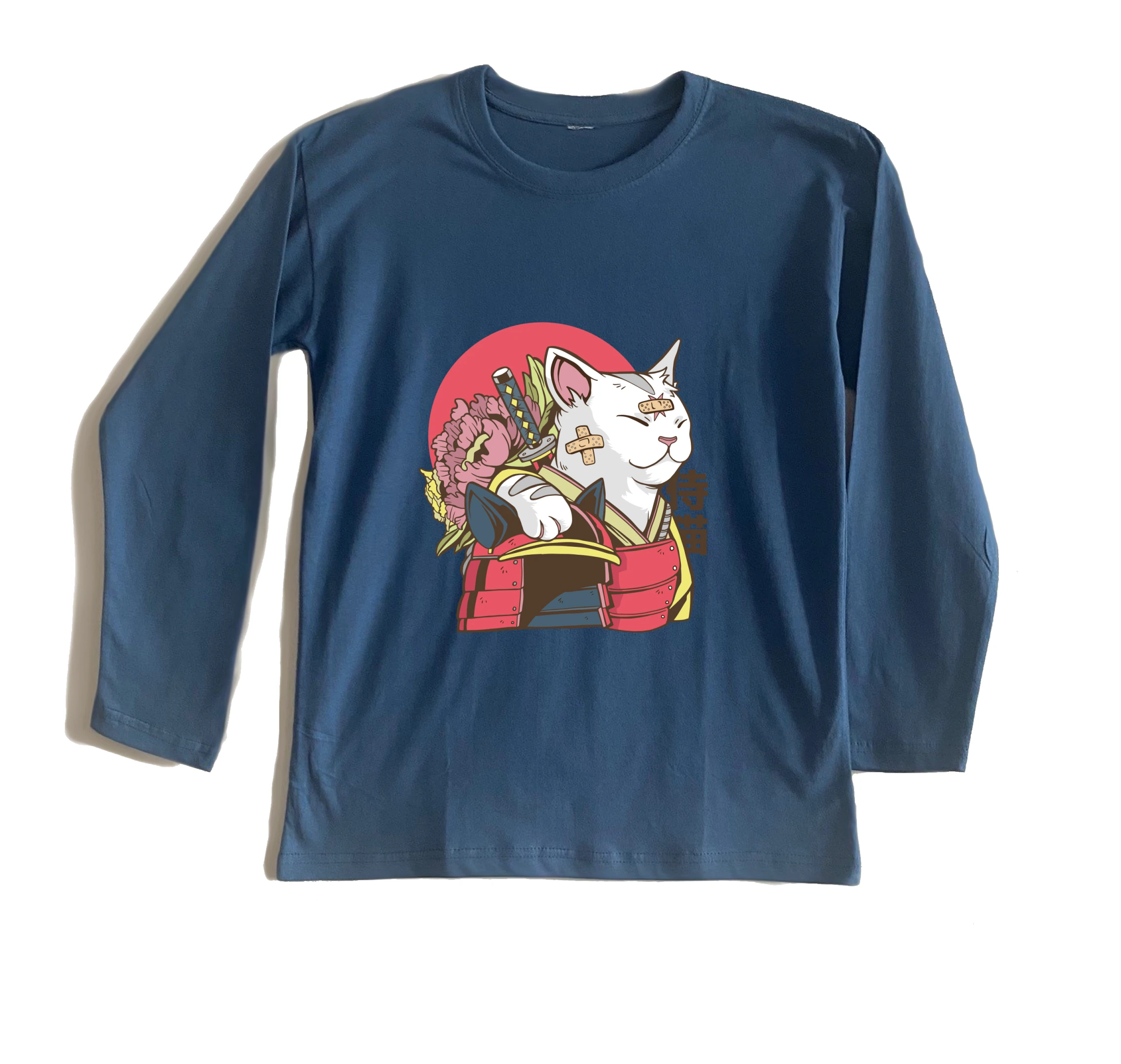 חולצה ארוכה חתול סמוראי חולצה ארוכה חתול סמוראי