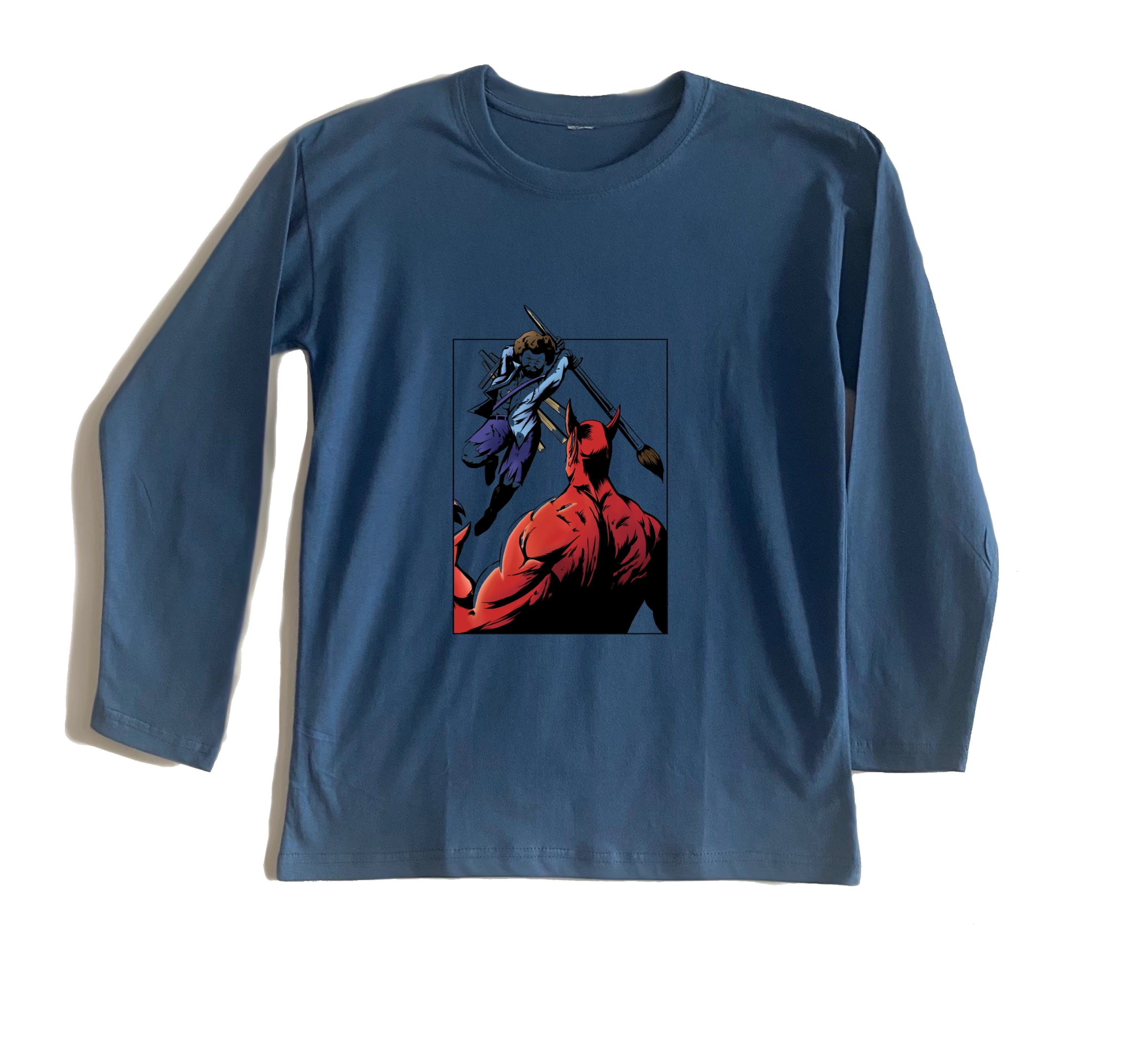 חולצה ארוכה צייר נגד שטן חולצה ארוכה צייר נגד שטן