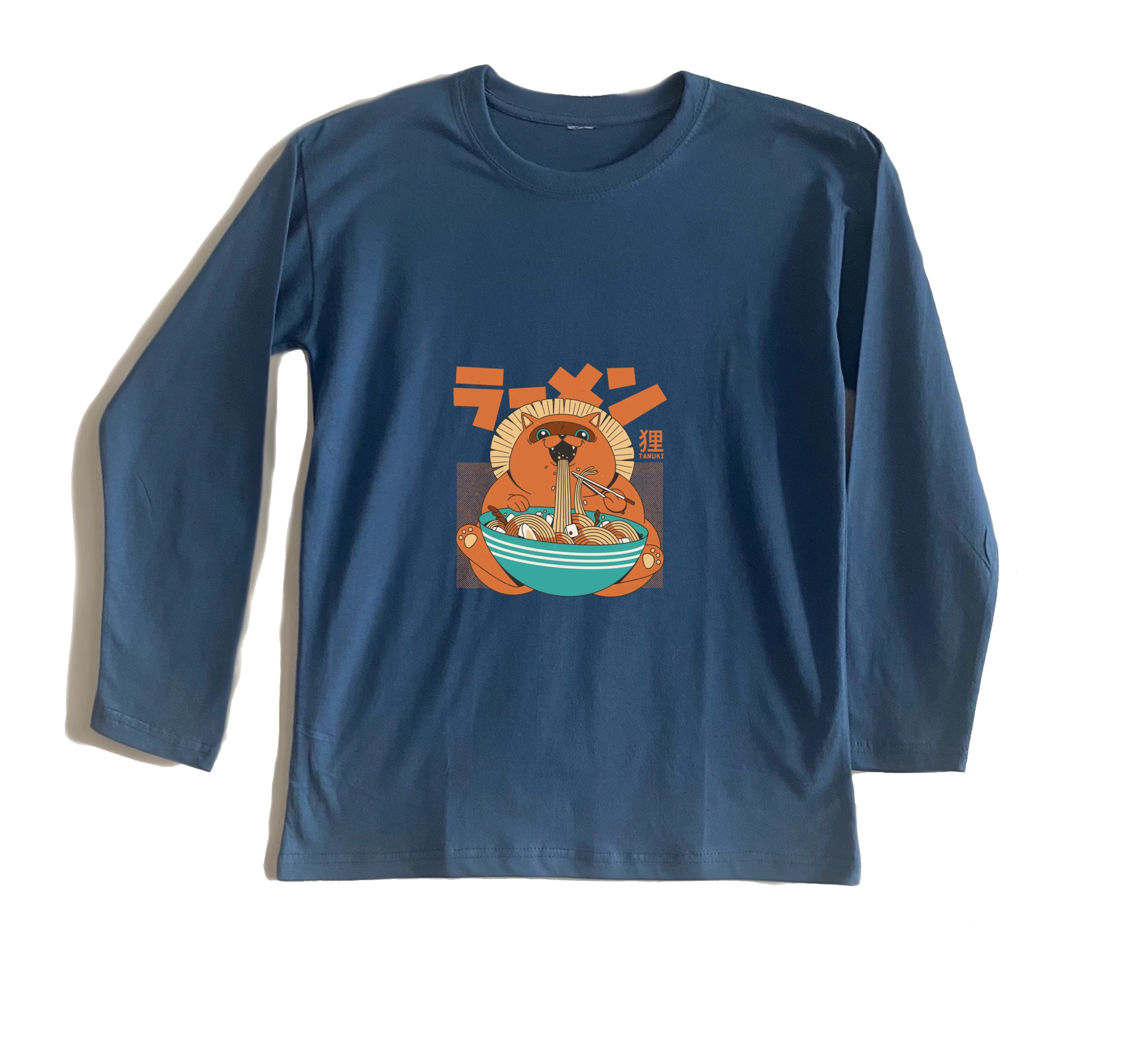 חולצה ארוכה חתול אוכל ראמן חולצה ארוכה חתול אוכל ראמן