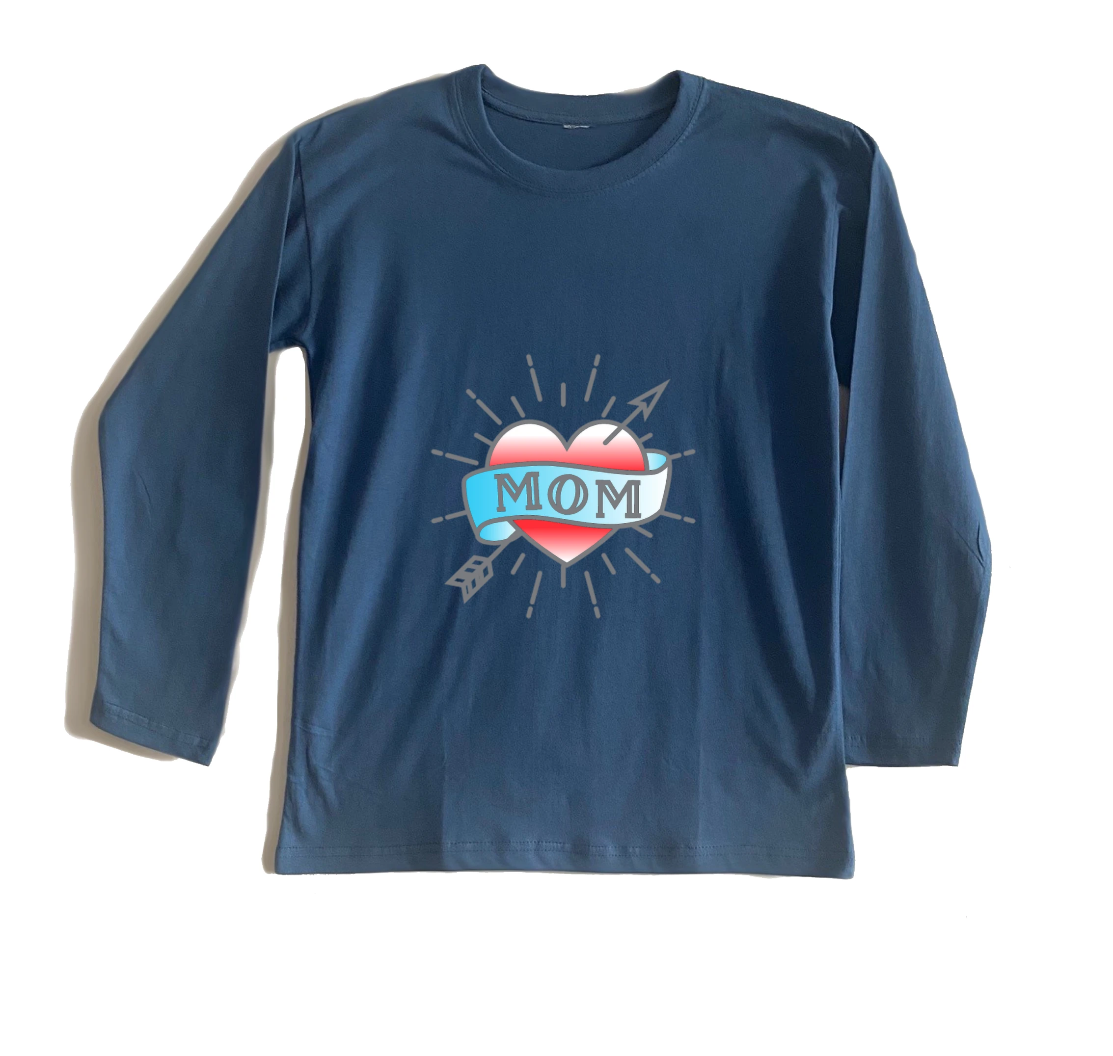 חולצה ארוכה קעקוע אמא לב חולצה ארוכה קעקוע אמא לב