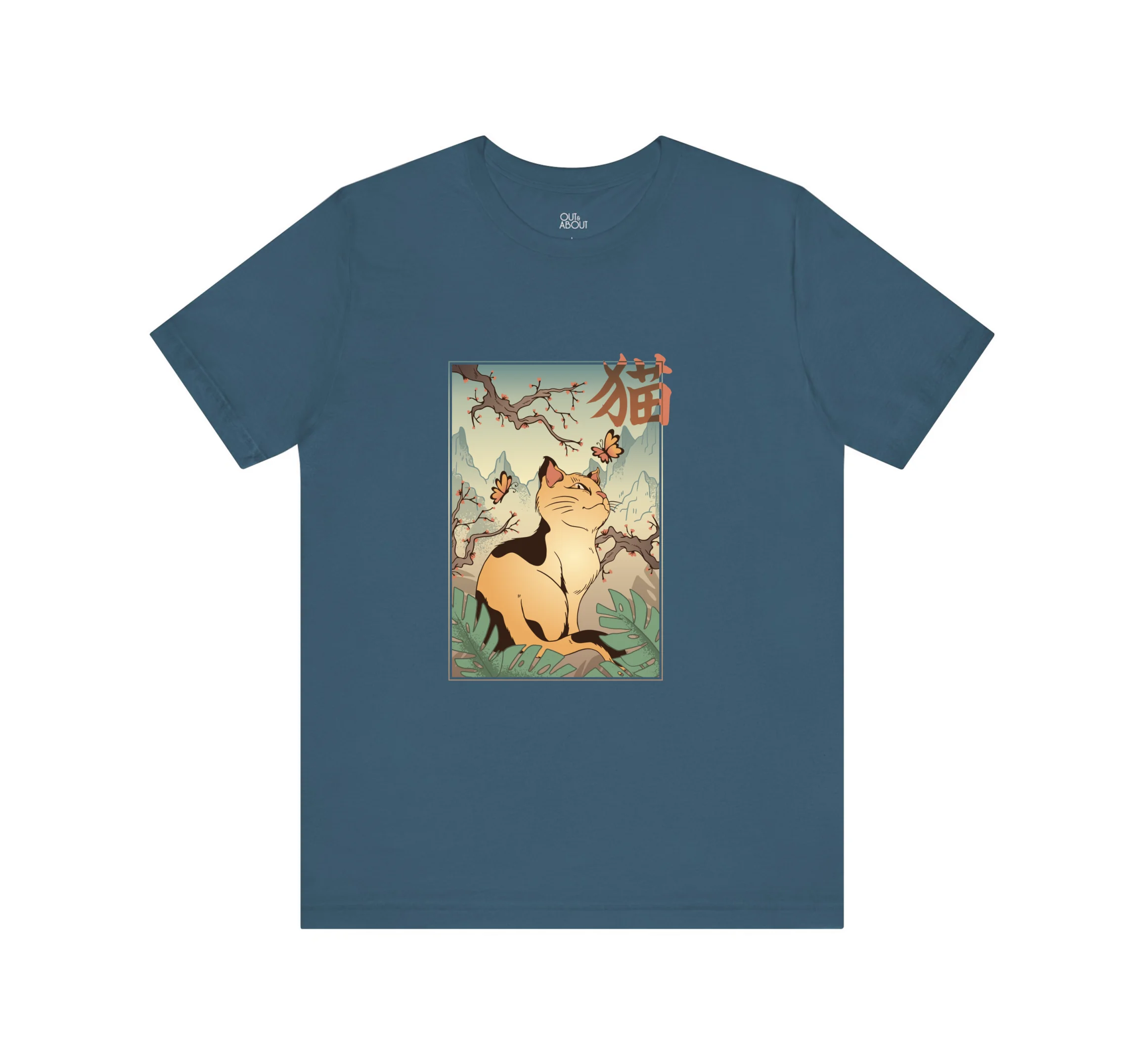 חולצה חתול בנוף יפני חולצה חתול בנוף יפני