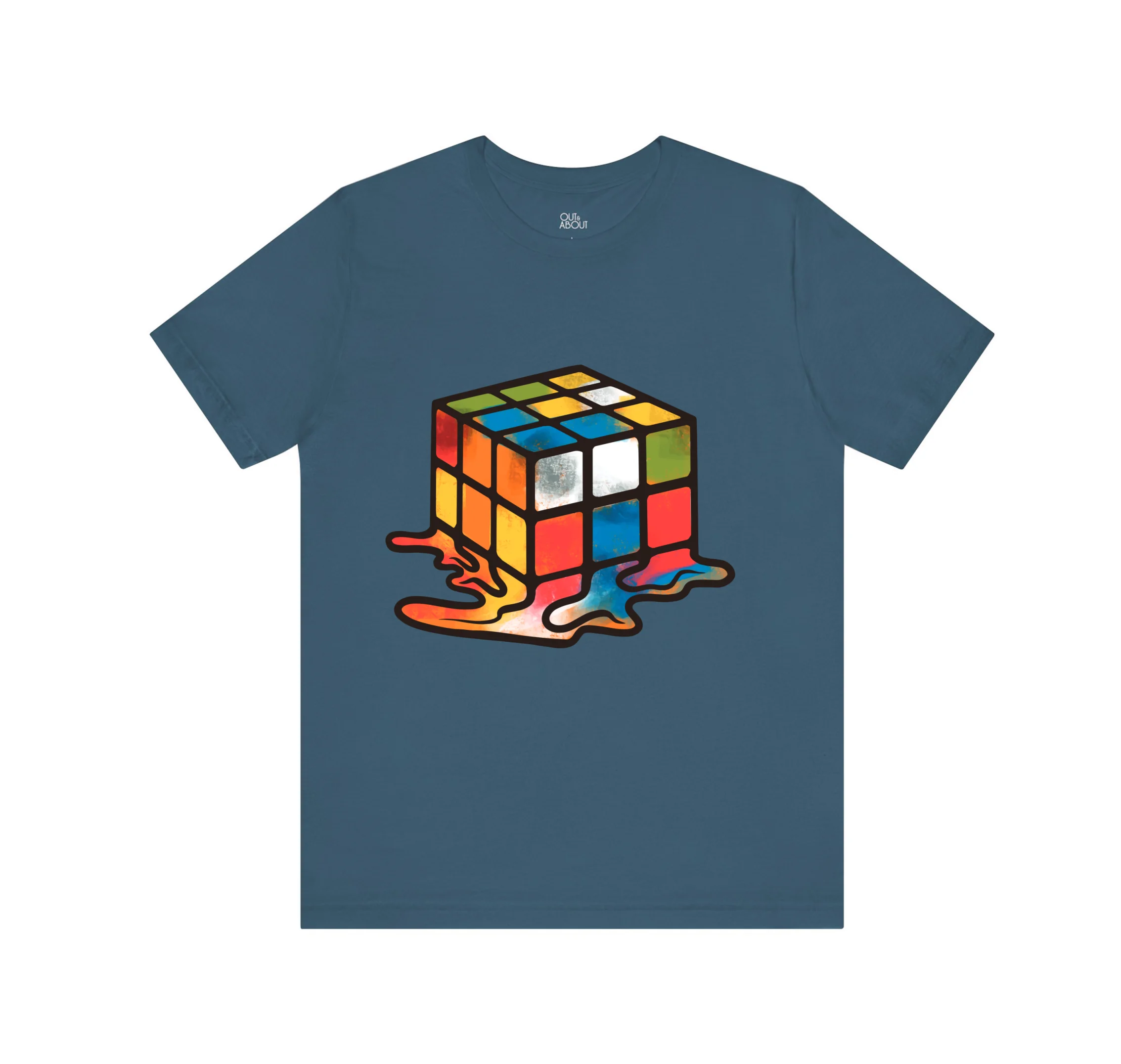 בייסיק טי melted rubik cube – L, כחול פטרול