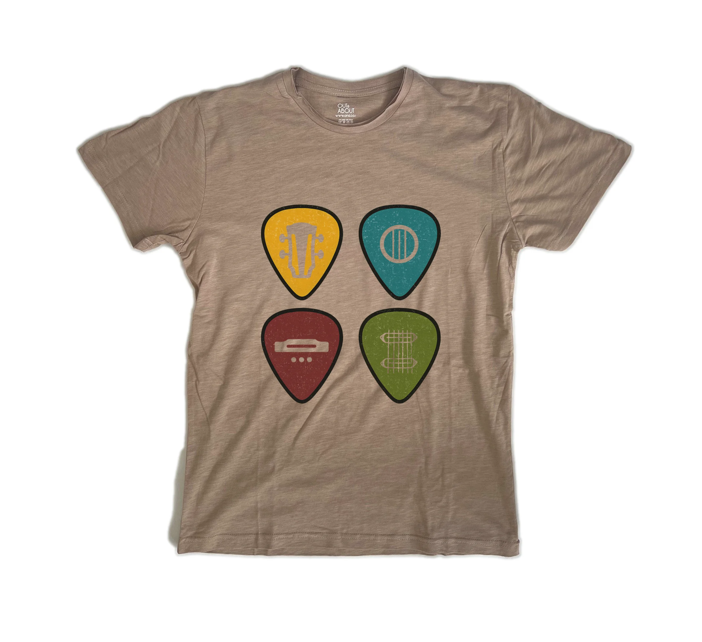 פרמיום טי פרטים של גיטרה - מוקה, 2XL