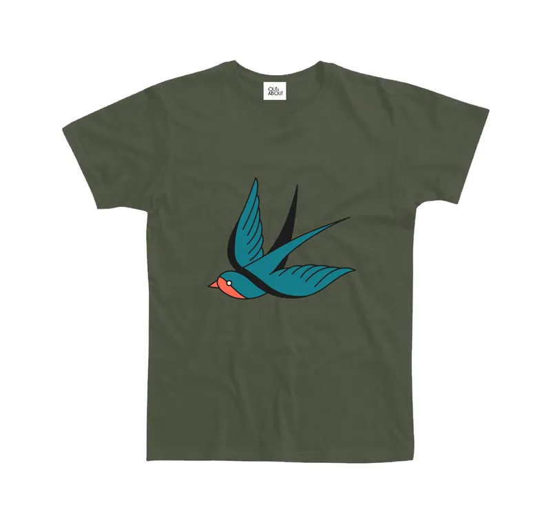 Basic T-shirt with swallow tattoo