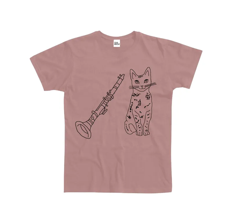 Basic T-shirt Cat and Clarinet