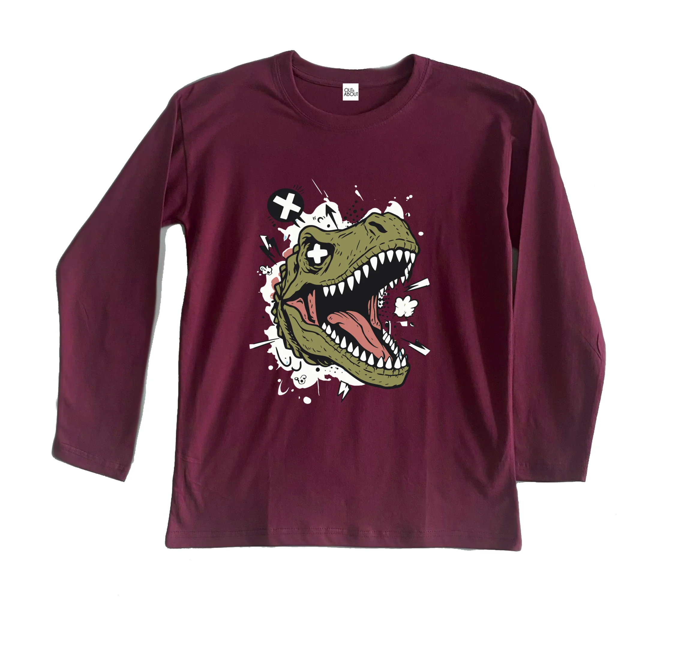 חולצה ארוכה דינוזאור קריקטורה חולצה ארוכה דינוזאור קריקטורה