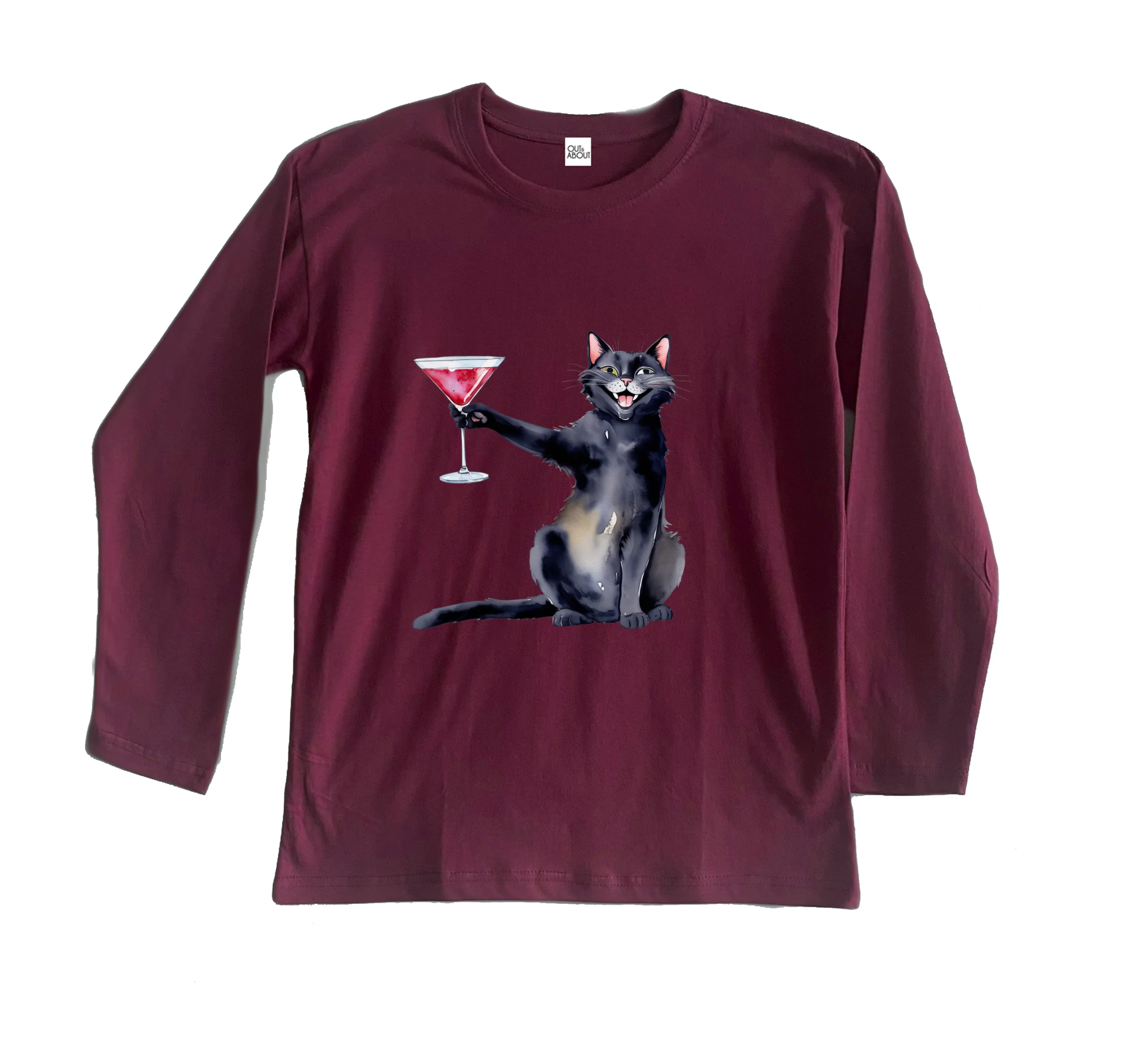 חולצה ארוכה חתול מרטיני חולצה ארוכה חתול מרטיני