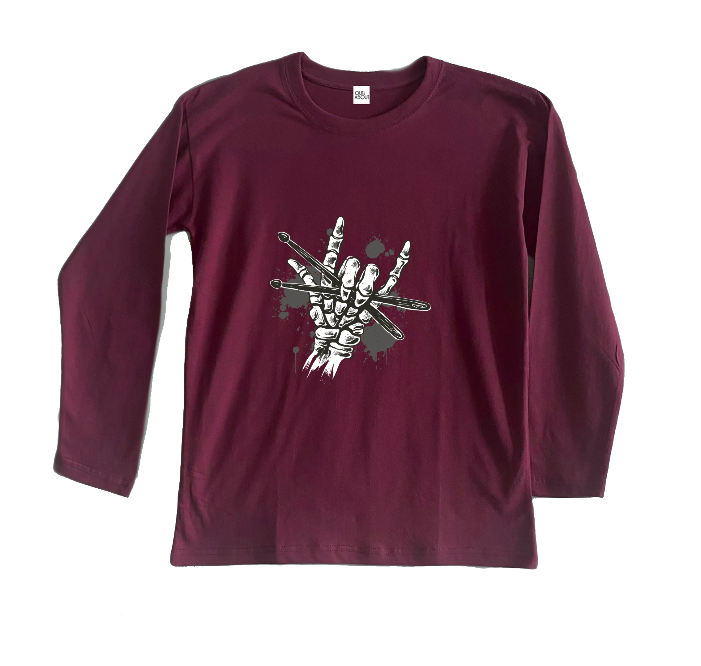 חולצה ארוכה יד שלד המתופף חולצה ארוכה יד שלד המתופף