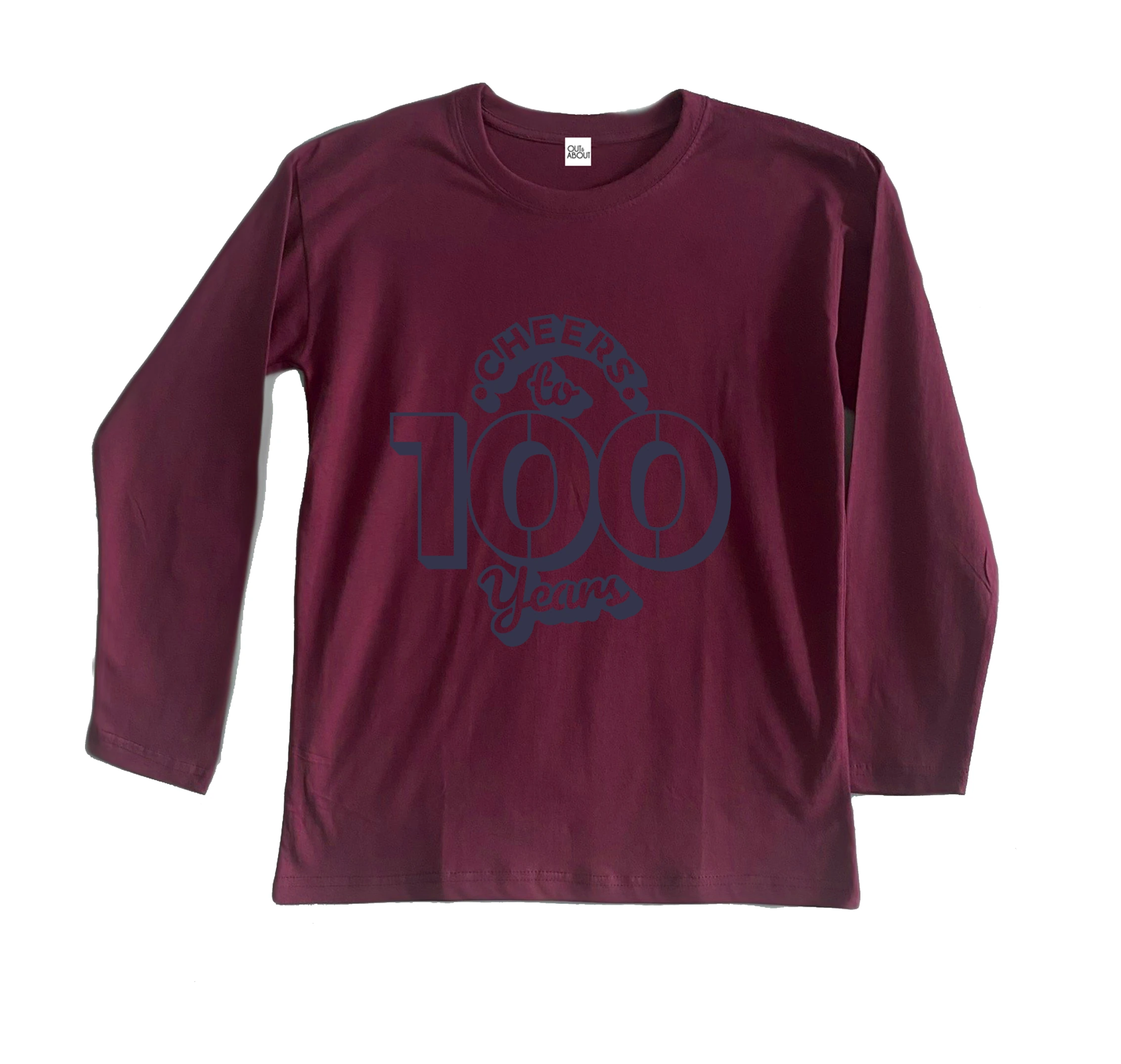 חולצה ארוכה יום הולדת עגול 100 חולצה ארוכה יום הולדת עגול 100