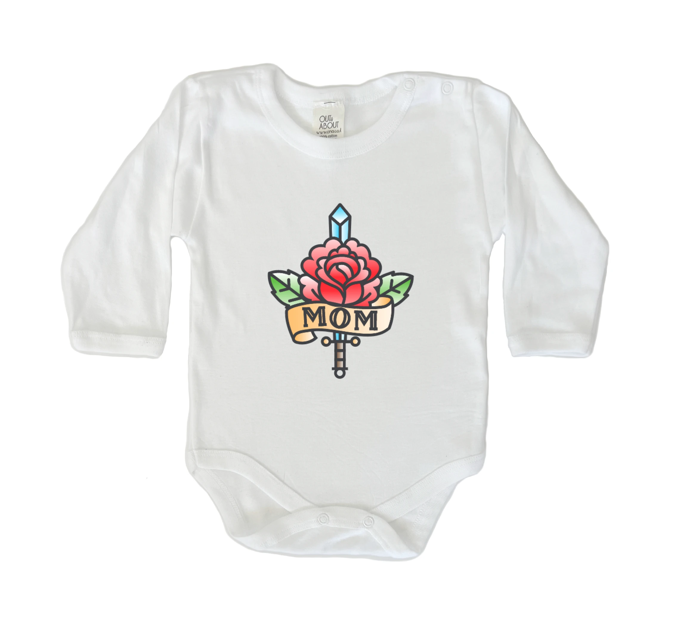 בגד גוף קעקוע אמא לב וורד