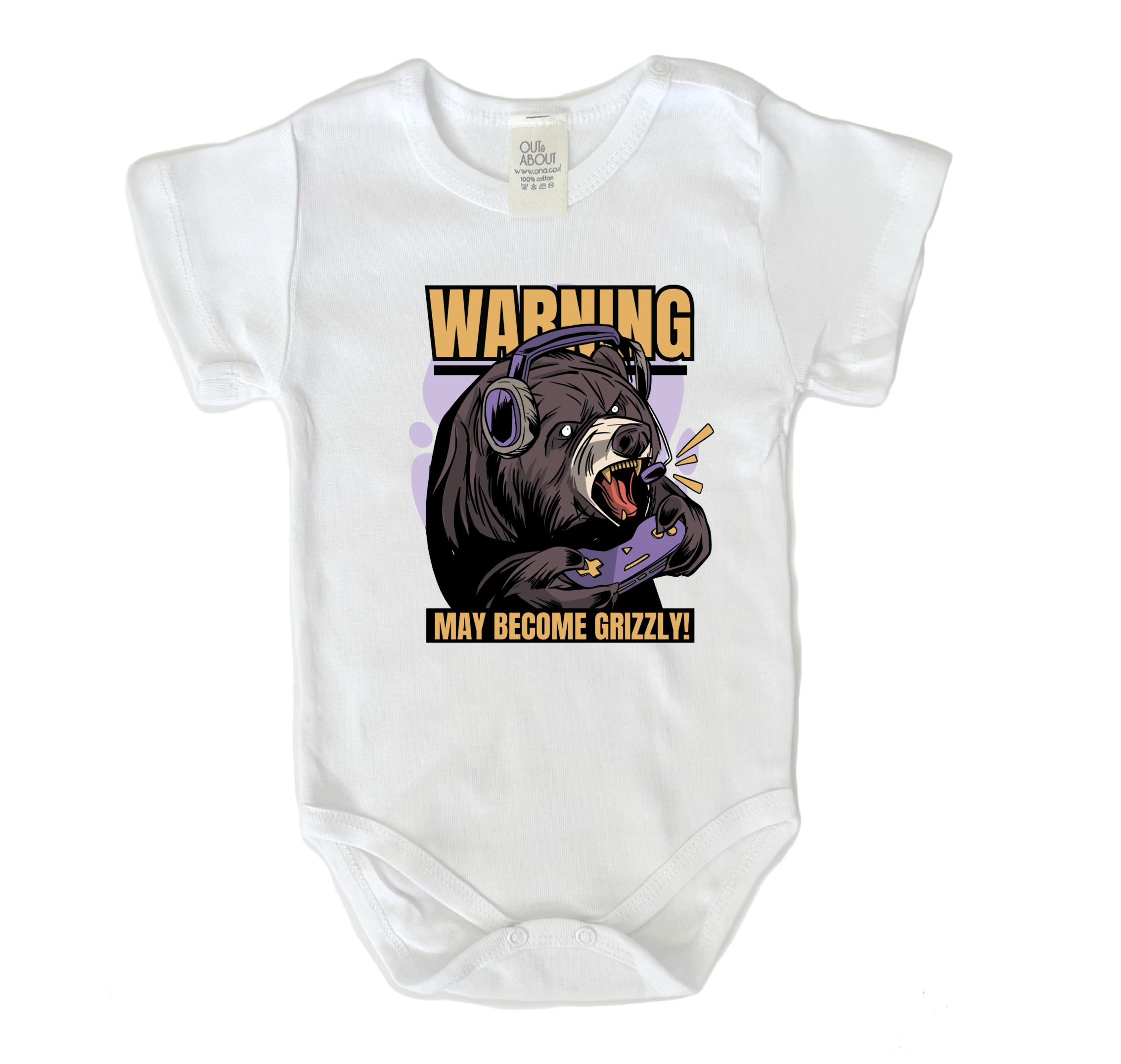 בגד גוף דוב עצבני גיימר בגד גוף דוב עצבני גיימר