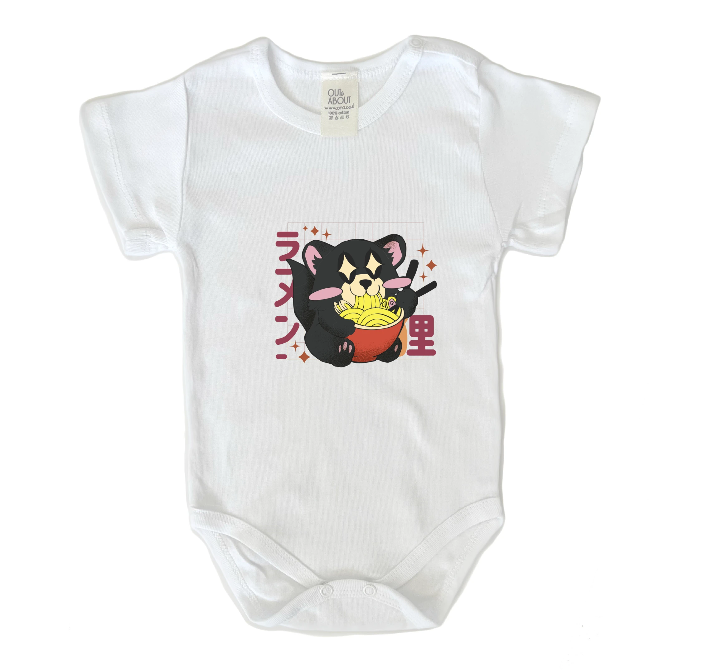בגד גוף Kawaii Raccoon Ramen בגד גוף Kawaii Raccoon Ramen