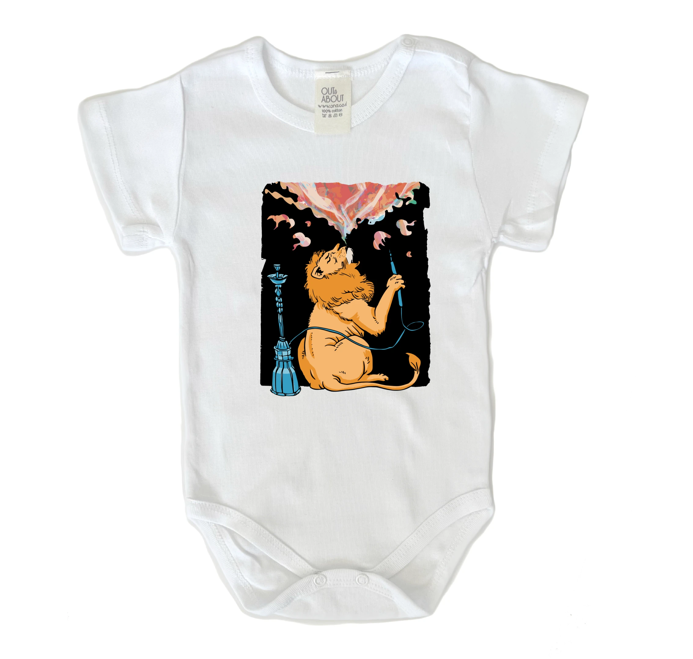 בגד גוף אריה מעשן נרגילה בגד גוף אריה מעשן נרגילה