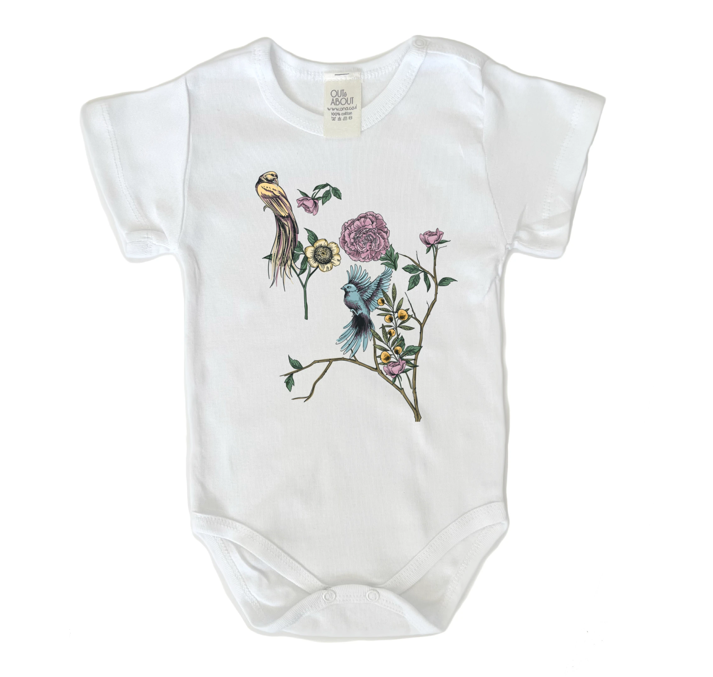 בגד גוף ציפורים ושושנים