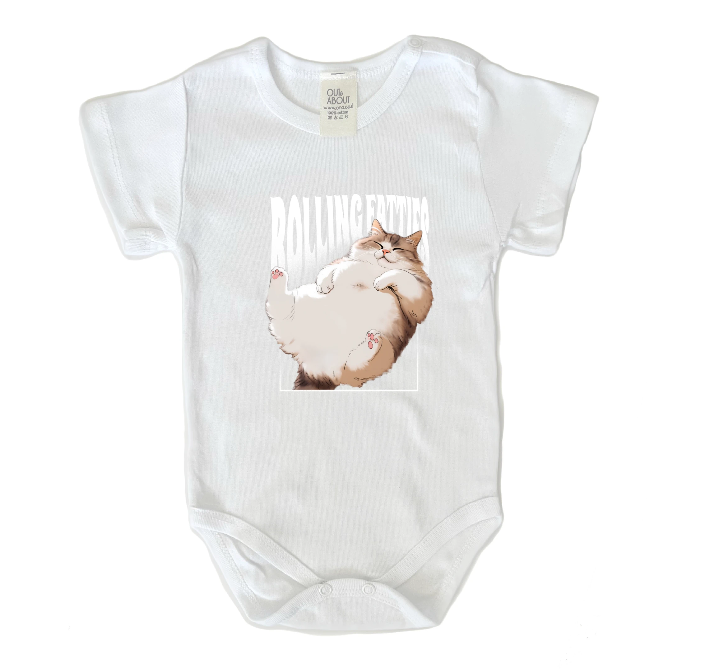 בגד גוף חתול שמן מתגלגל בגד גוף חתול שמן מתגלגל